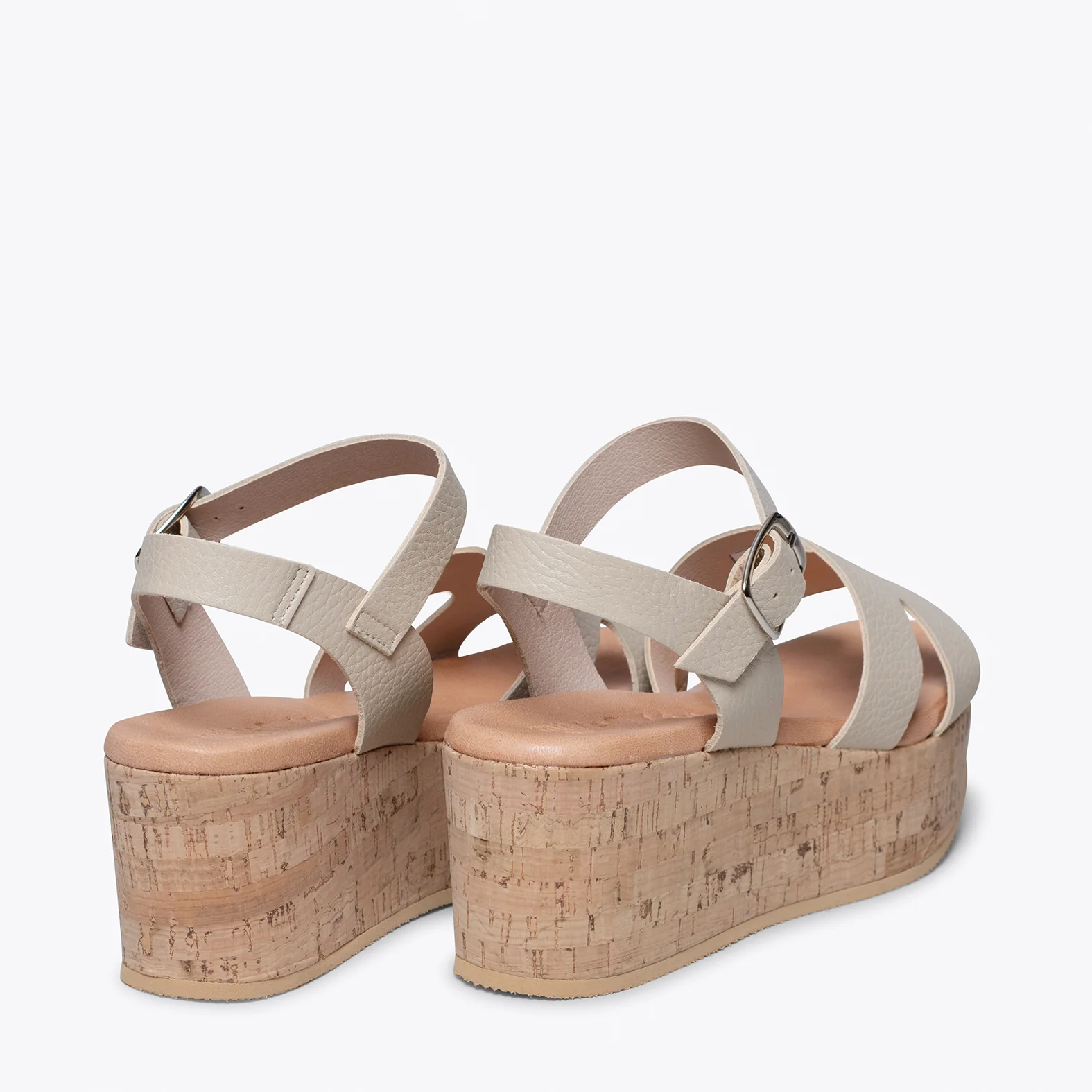 HACHE – Sandalia con cuña de corcho BEIGE - Image 3