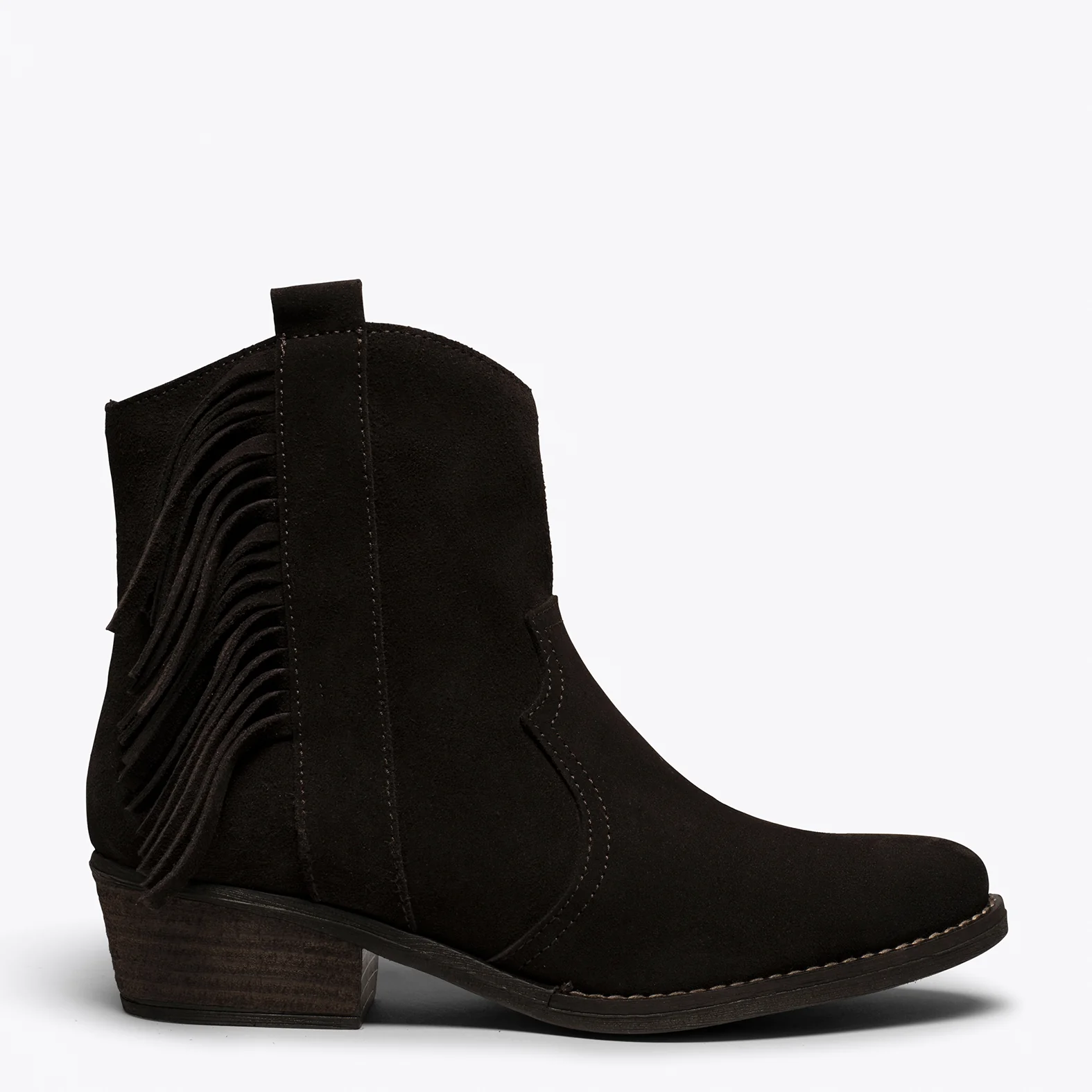 BOHO- Botín cowboy MARRÓN con flecos