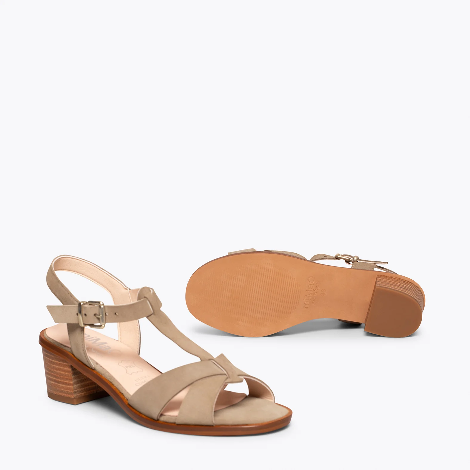 DALIA - Sandalias de tacón bajo TAUPE - Image 5
