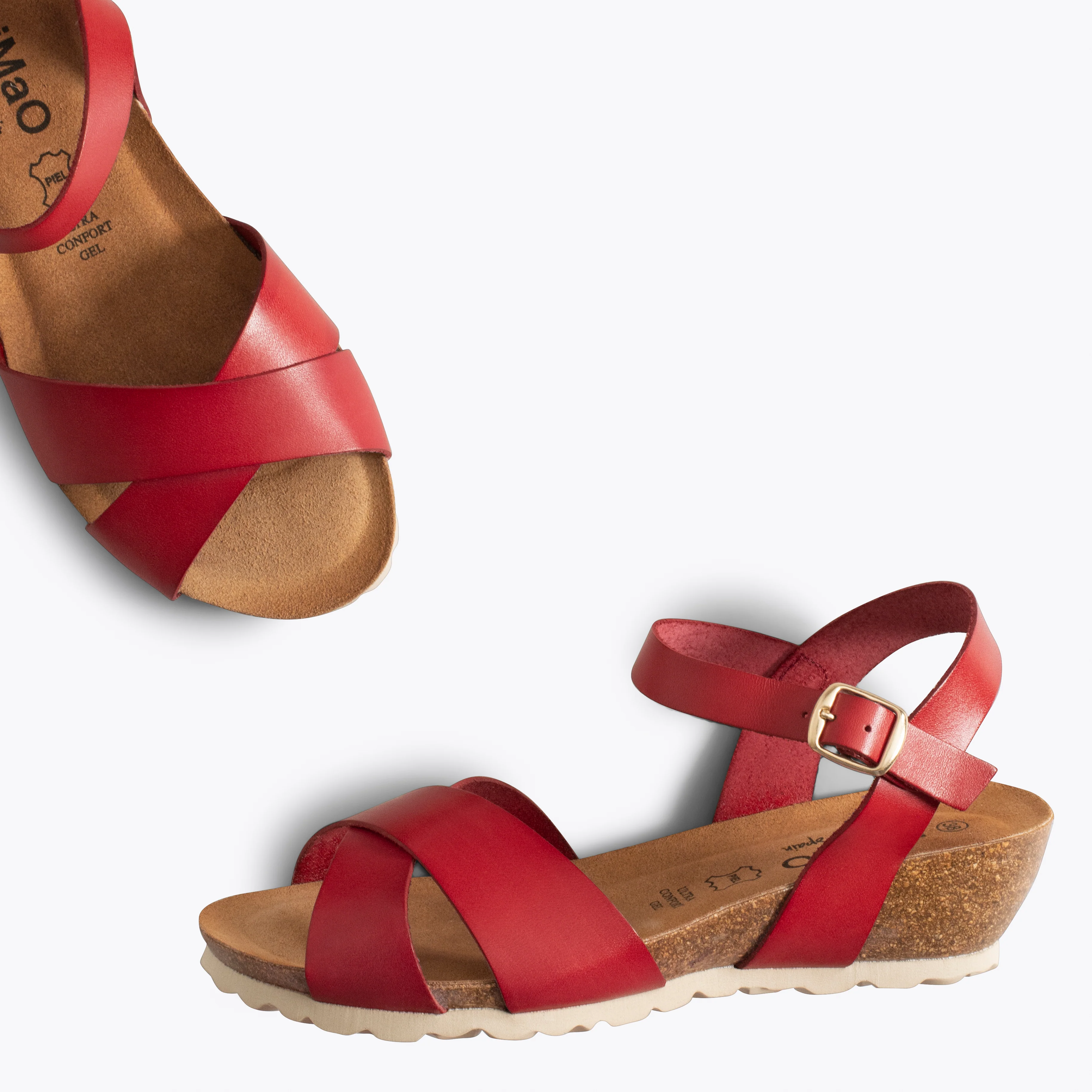 LOTO - Sandalias con cuña Bio ROJAS - Image 3