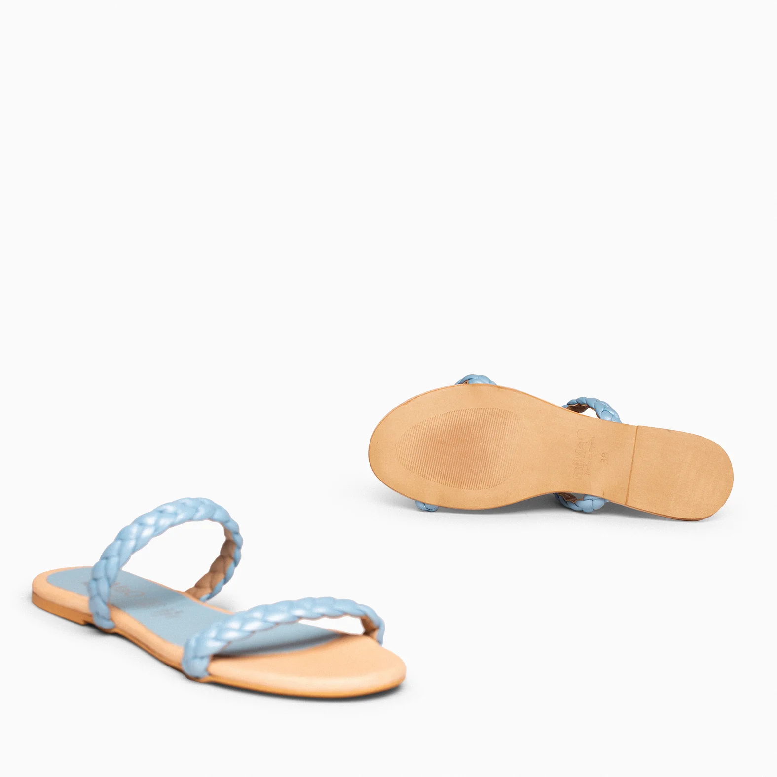 DAILY - Sandalia plana con dos tiras trenzadas AZUL - Image 6