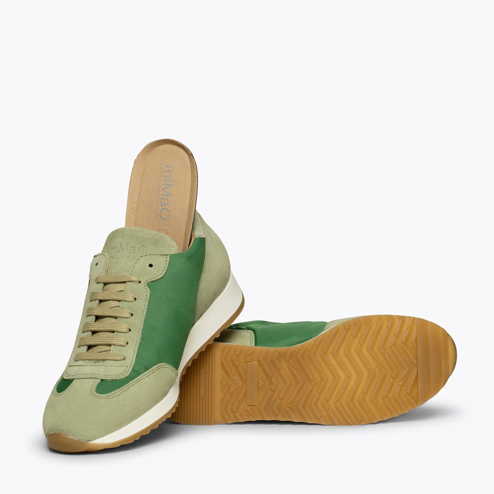 CASUAL – Deportiva de piel VERDE con nylon – Memory Absorber Foam - Image 5