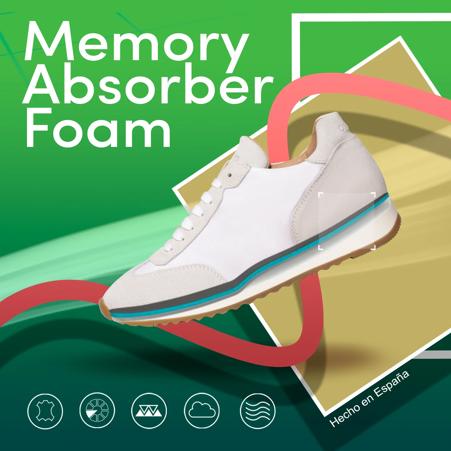 CASUAL – Deportiva de piel VERDE con nylon – Memory Absorber Foam - Image 8