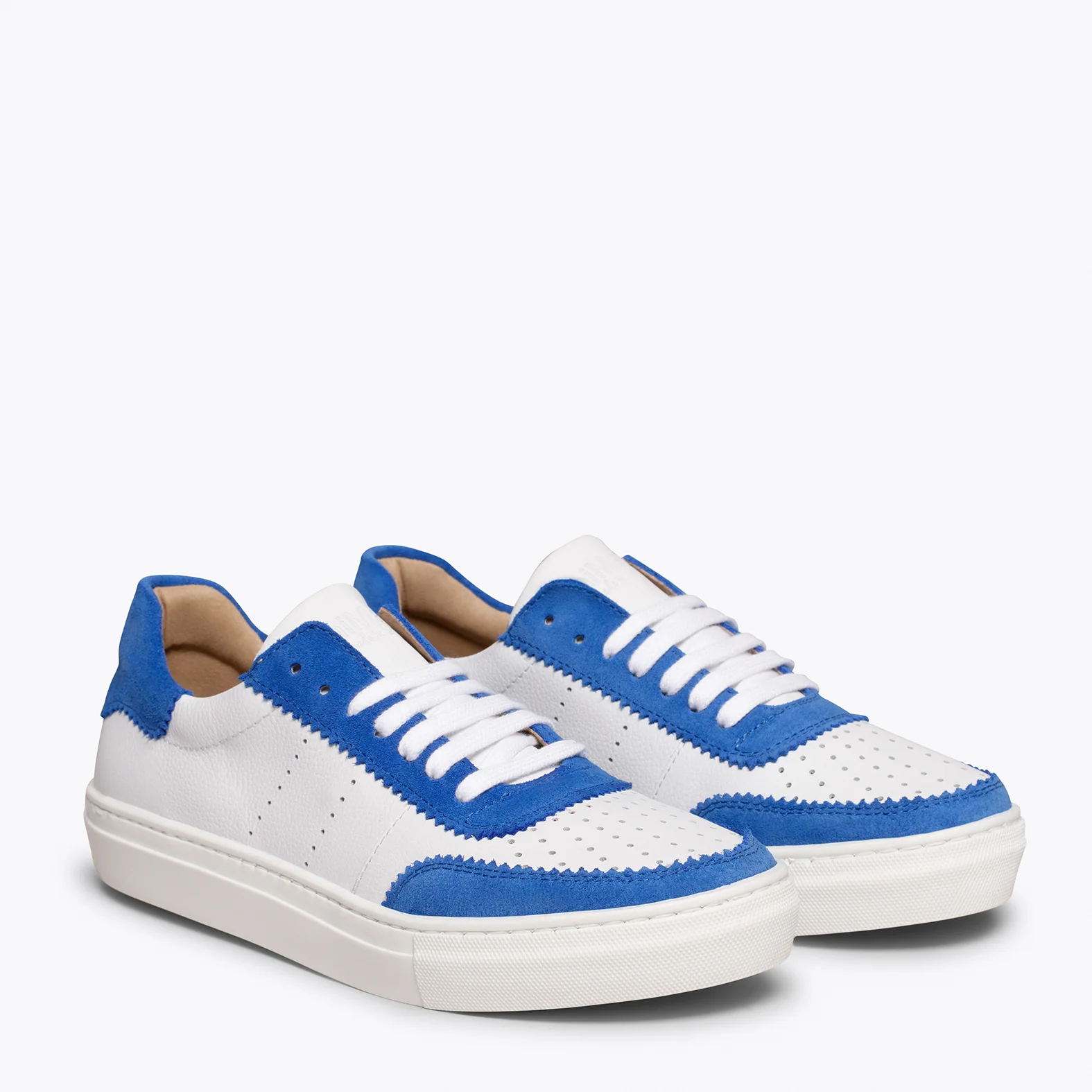 ROLLER Zapatillas Blancas de mujer con festón AZUL - Image 3