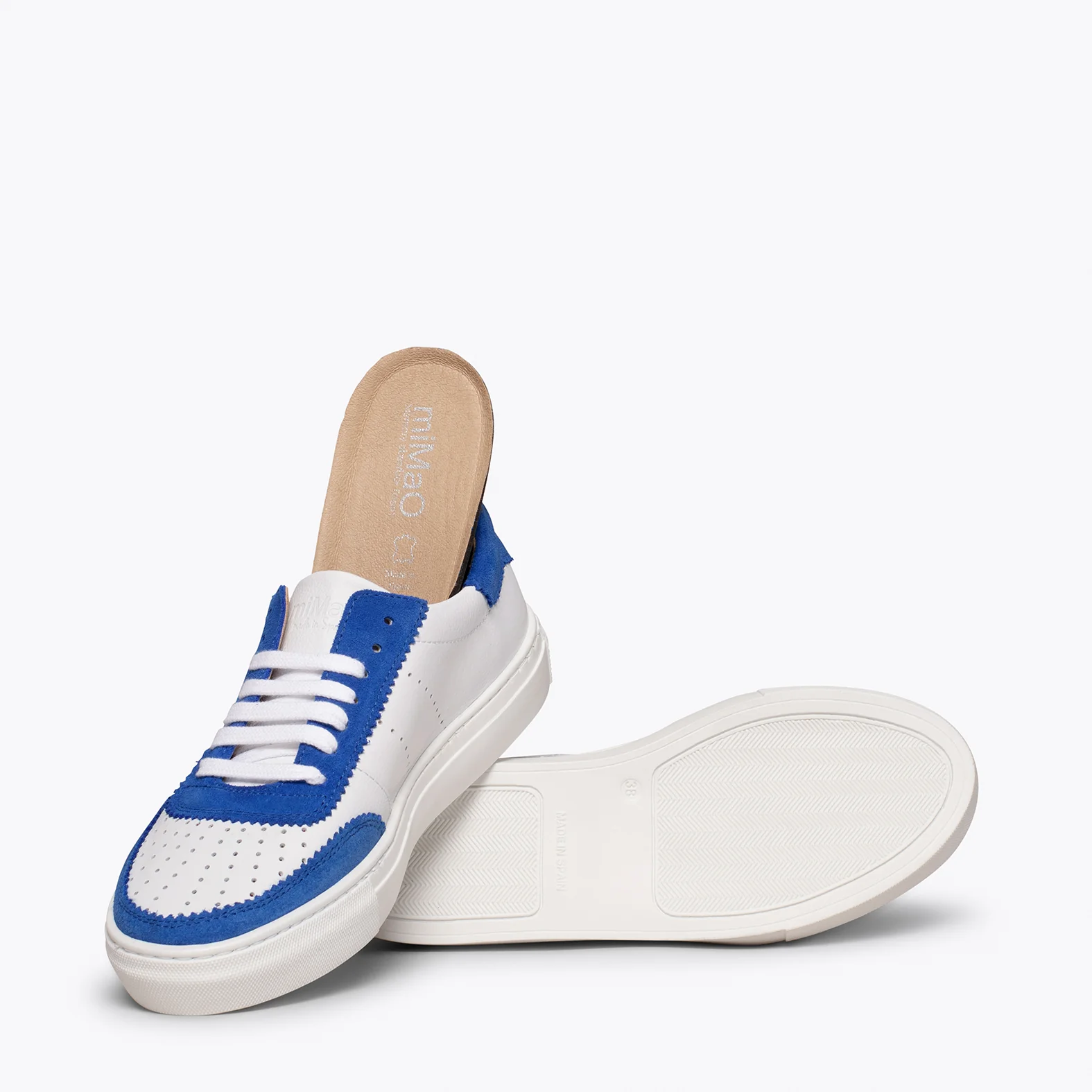 ROLLER Zapatillas Blancas de mujer con festón AZUL - Image 5