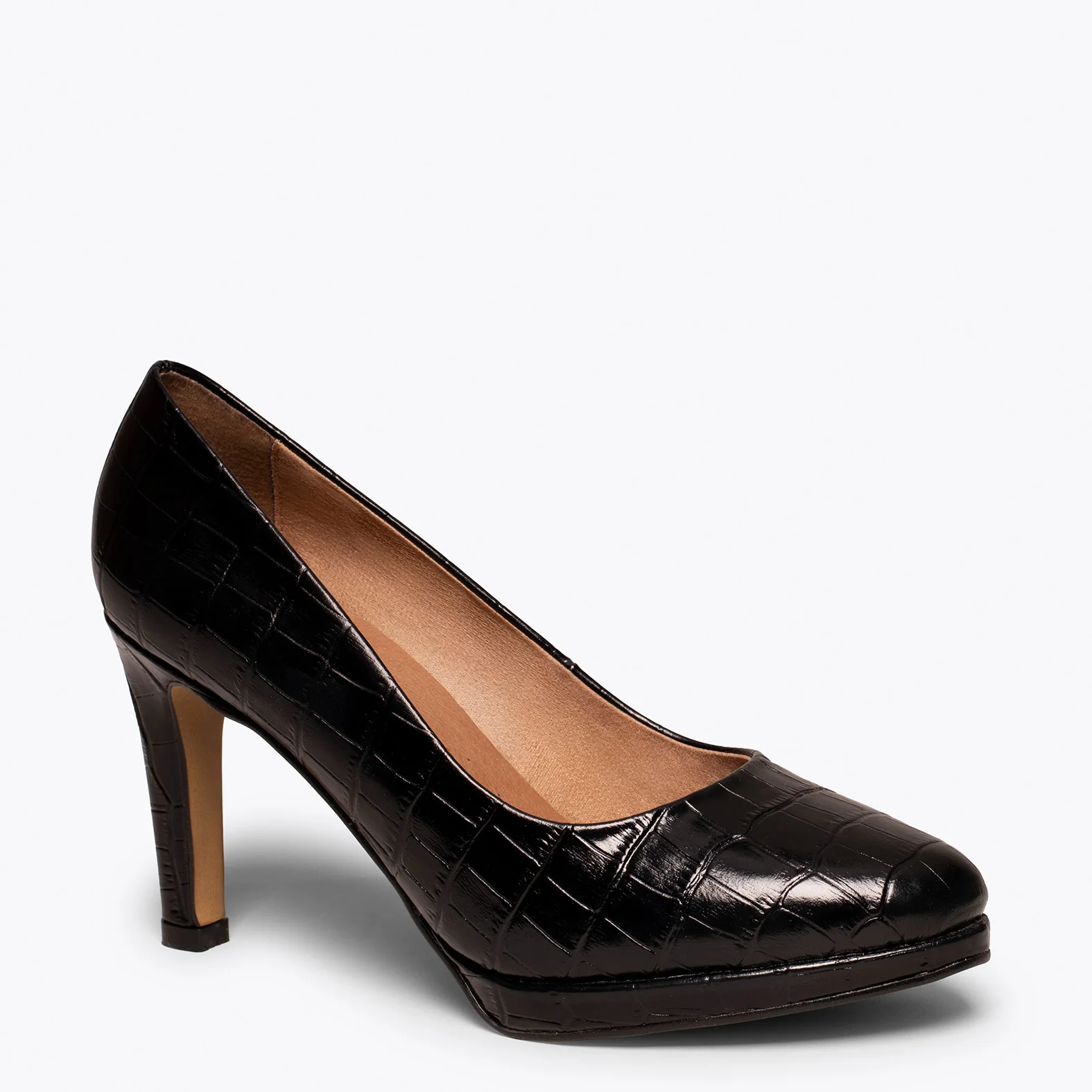 PLATAFORMA - Zapatos de tacón fino estampado coco NEGRO - Image 2