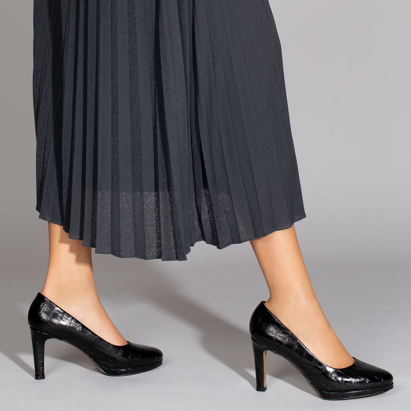 PLATAFORMA - Zapatos de tacón fino estampado coco NEGRO - Image 6