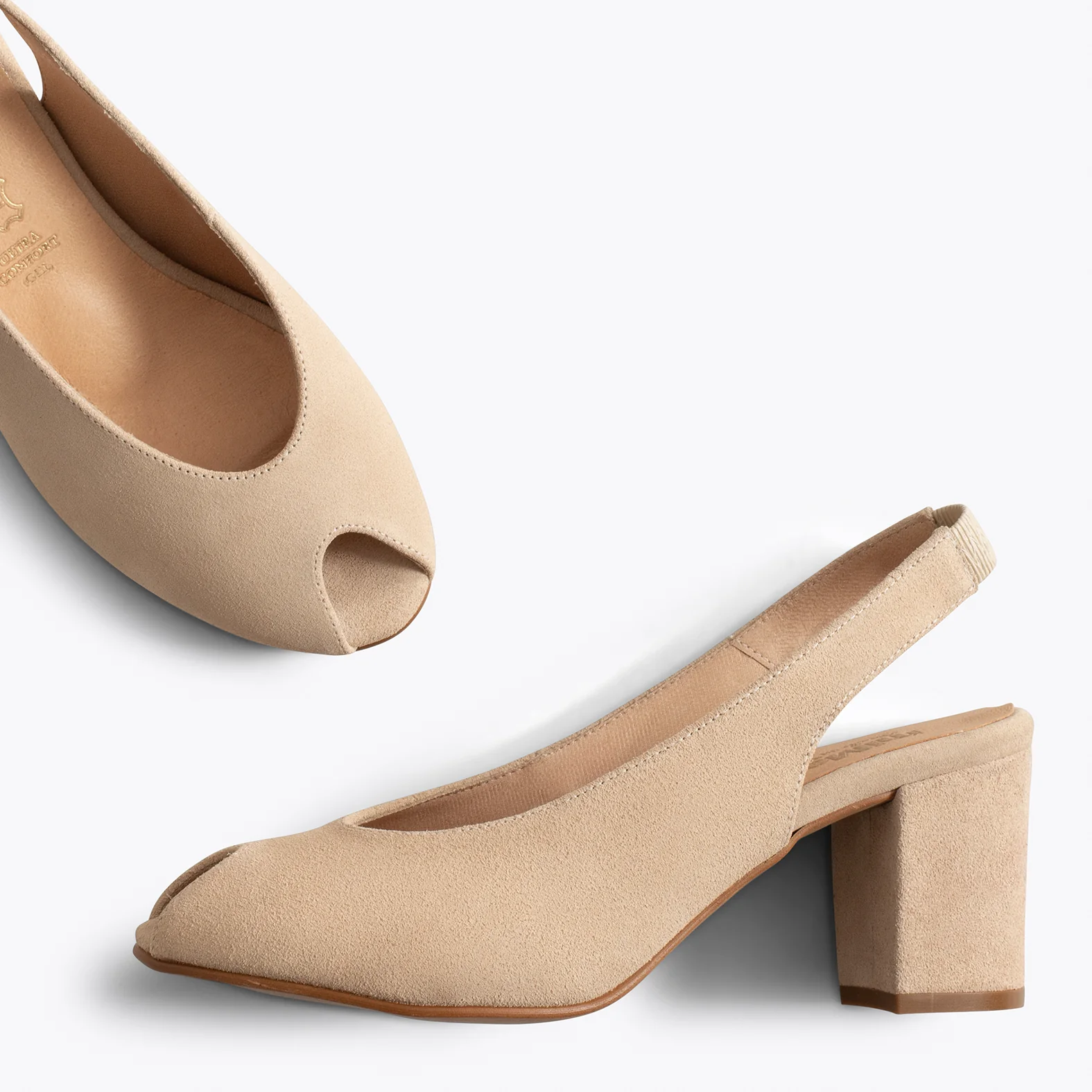 WOMAN - Zapatos destalonados peep-toe BEIGE - Image 3