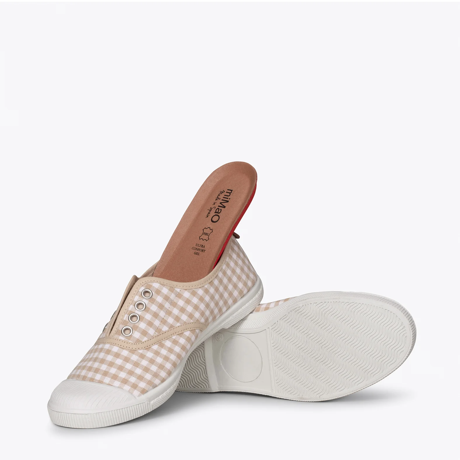 WAY - Zapatillas sin cordones de lona vichy BEIGE - Image 5