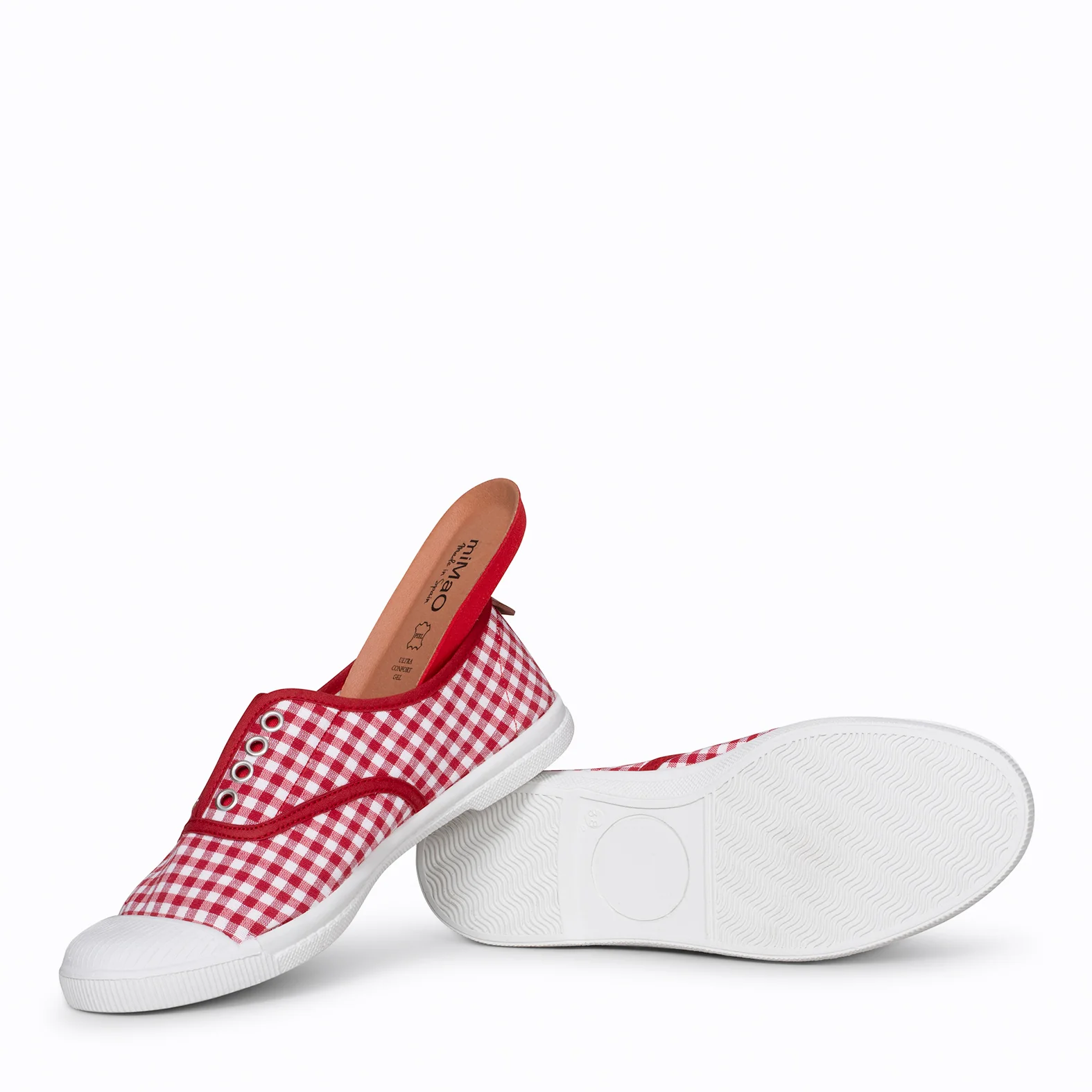 WAY - Zapatillas sin cordones de lona vichy ROJO - Image 5