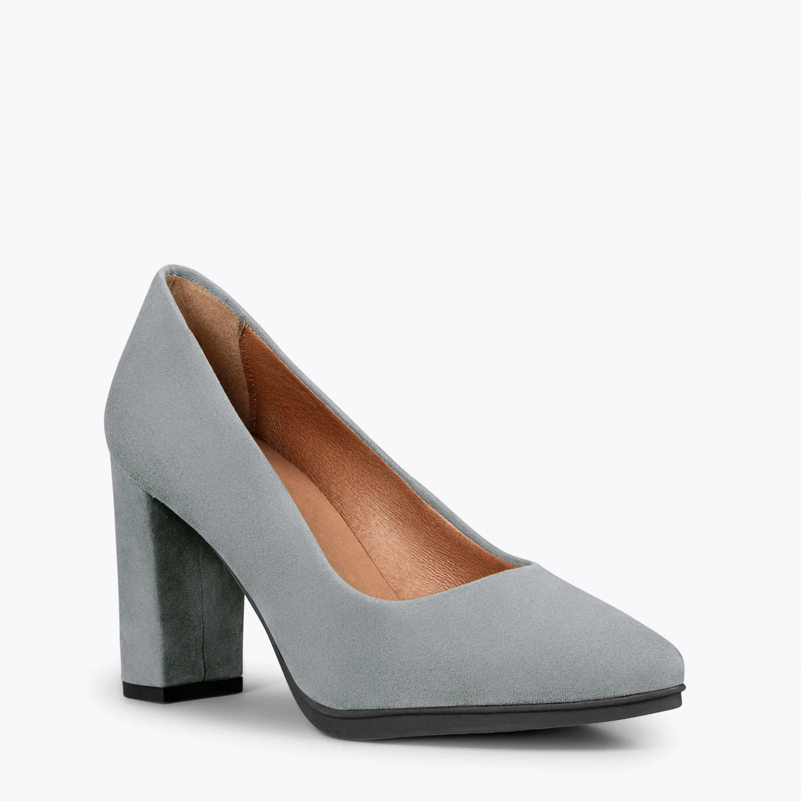 URBAN – Zapatos de tacón alto de ante GRIS - Image 2