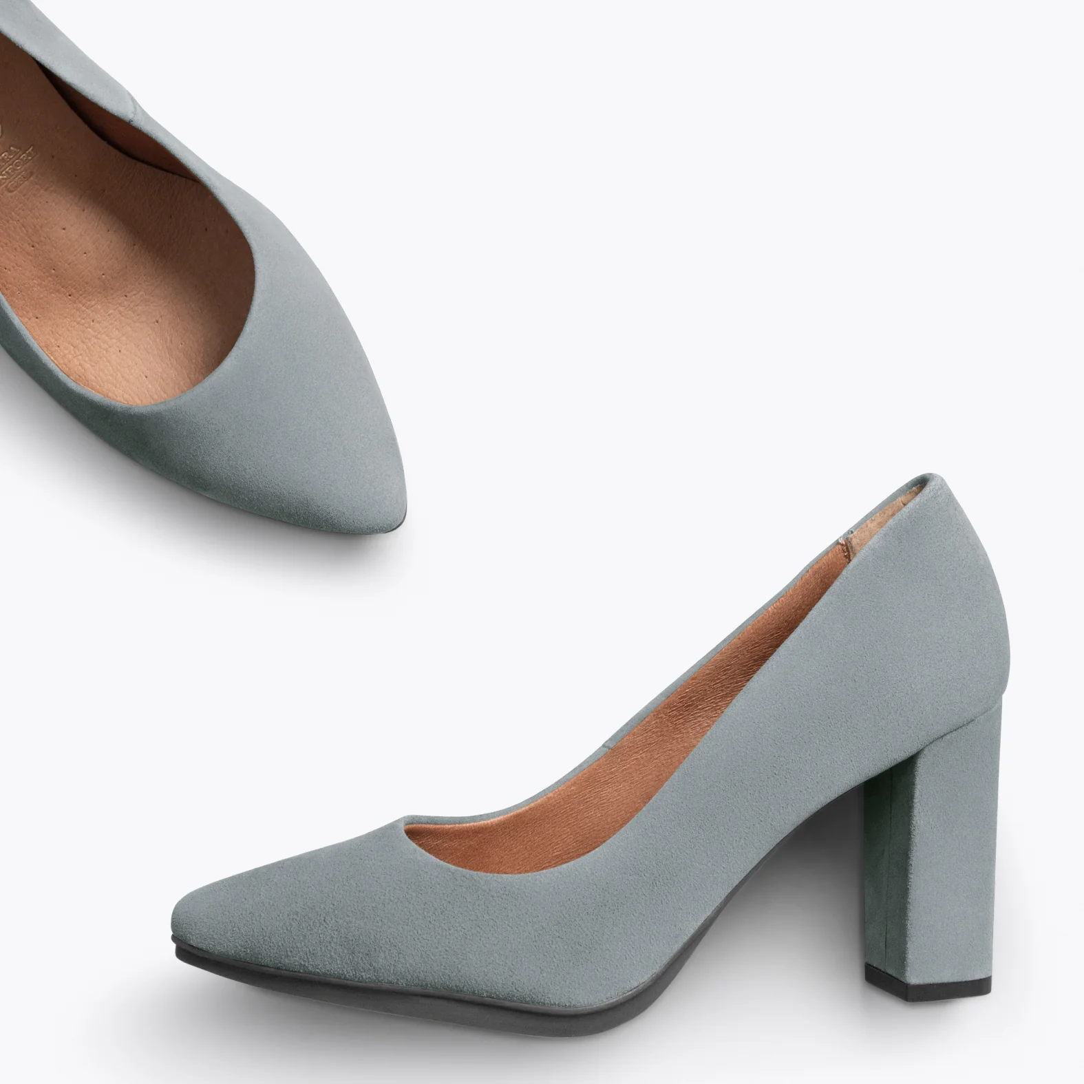 URBAN – Zapatos de tacón alto de ante GRIS - Image 3