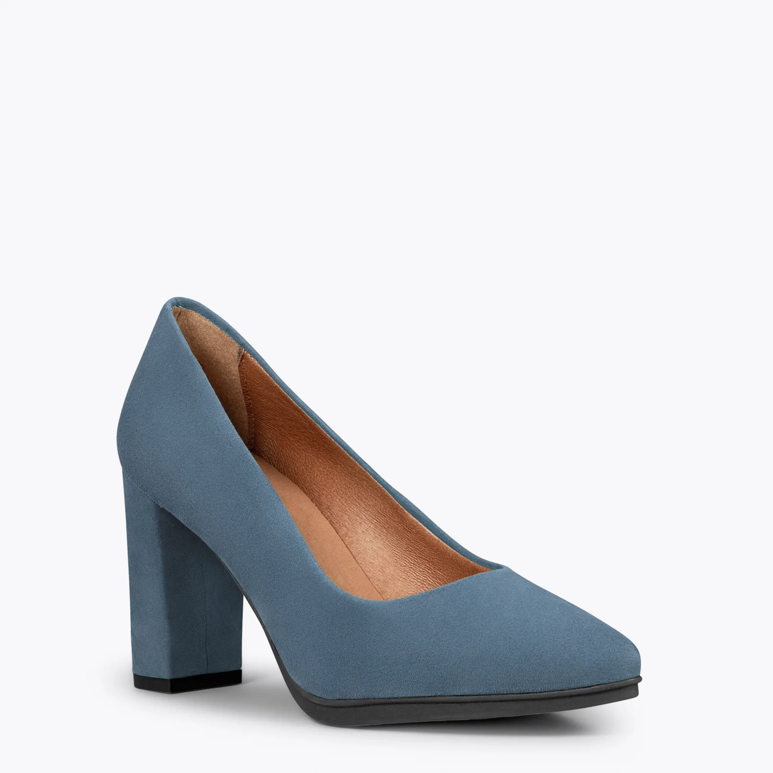 URBAN – Zapatos de tacón alto de ante AZUL - Image 2