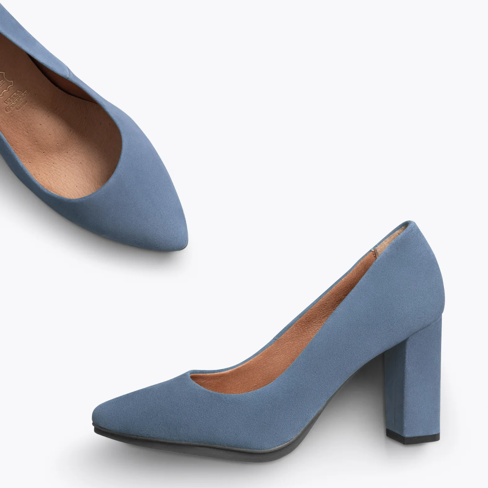 URBAN – Zapatos de tacón alto de ante AZUL - Image 3