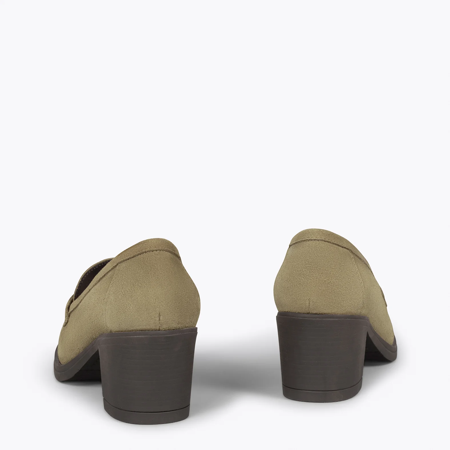 MOKKA - Mocasín de serraje con tacón VERDE - Image 4
