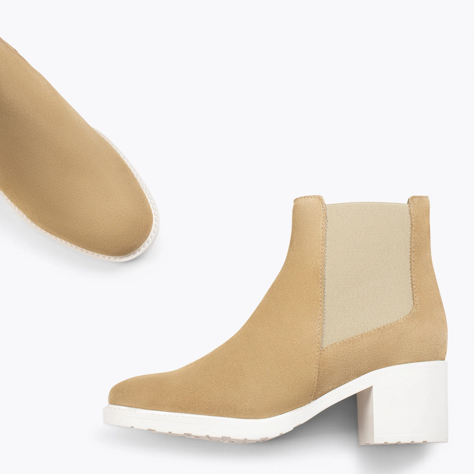 TEEN – Botines de tacón ancho BEIGE - Image 3