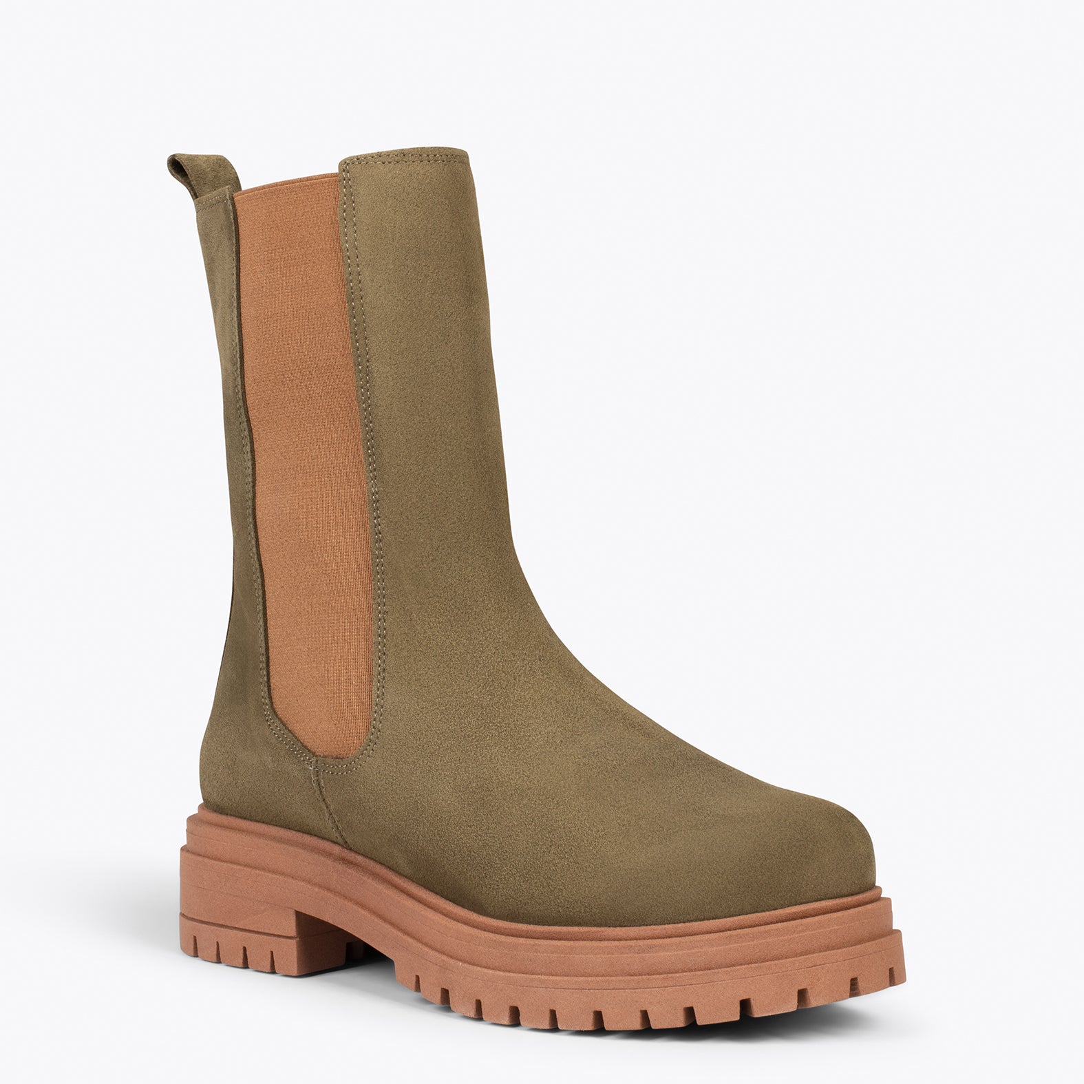 CAMBRIDGE Botines Chelsea VERDE con plataforma track - Image 2