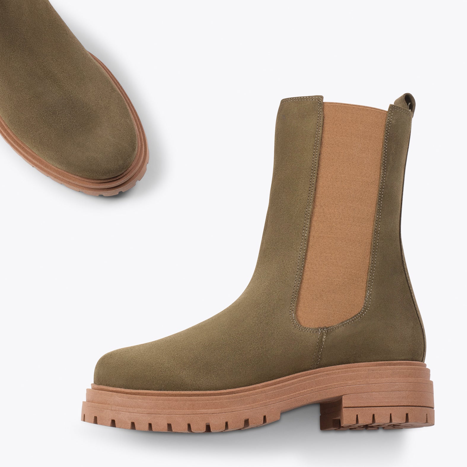 CAMBRIDGE Botines Chelsea VERDE con plataforma track - Image 3