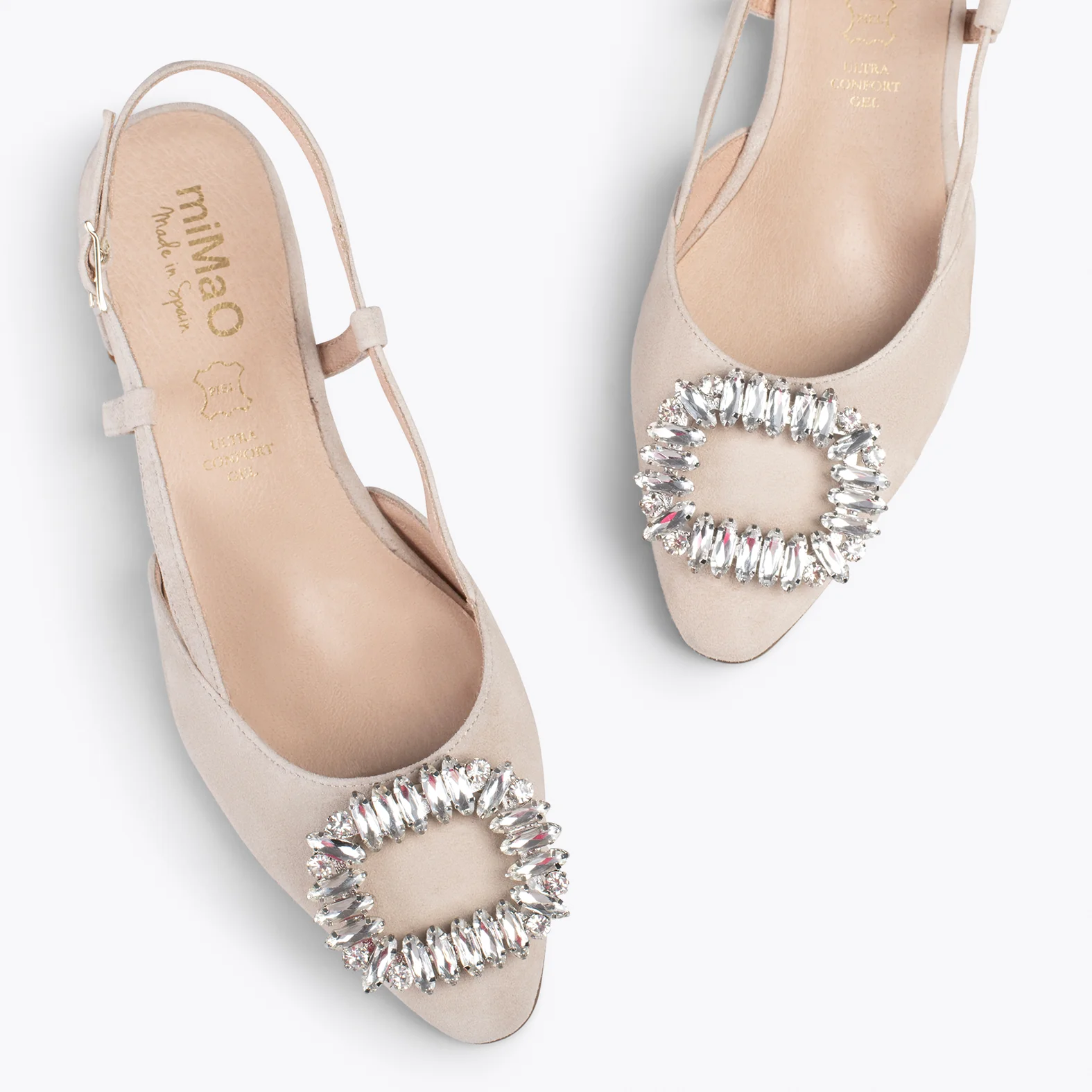 BRUNCH CRISTAL - Zapatos planos destalonados con adorno de cristal TAUPE - Image 3