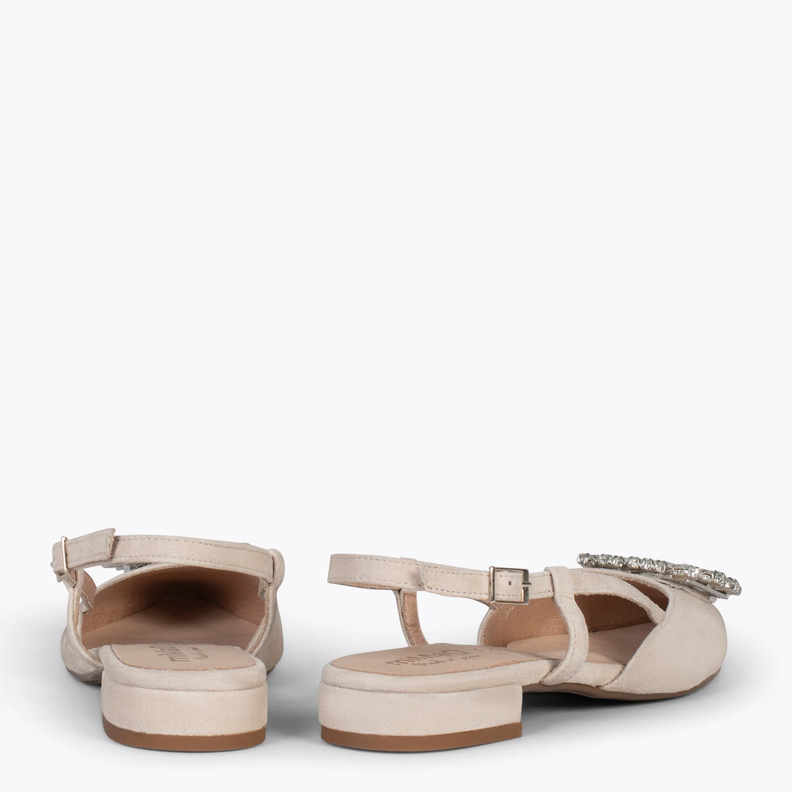BRUNCH CRISTAL - Zapatos planos destalonados con adorno de cristal TAUPE - Image 4