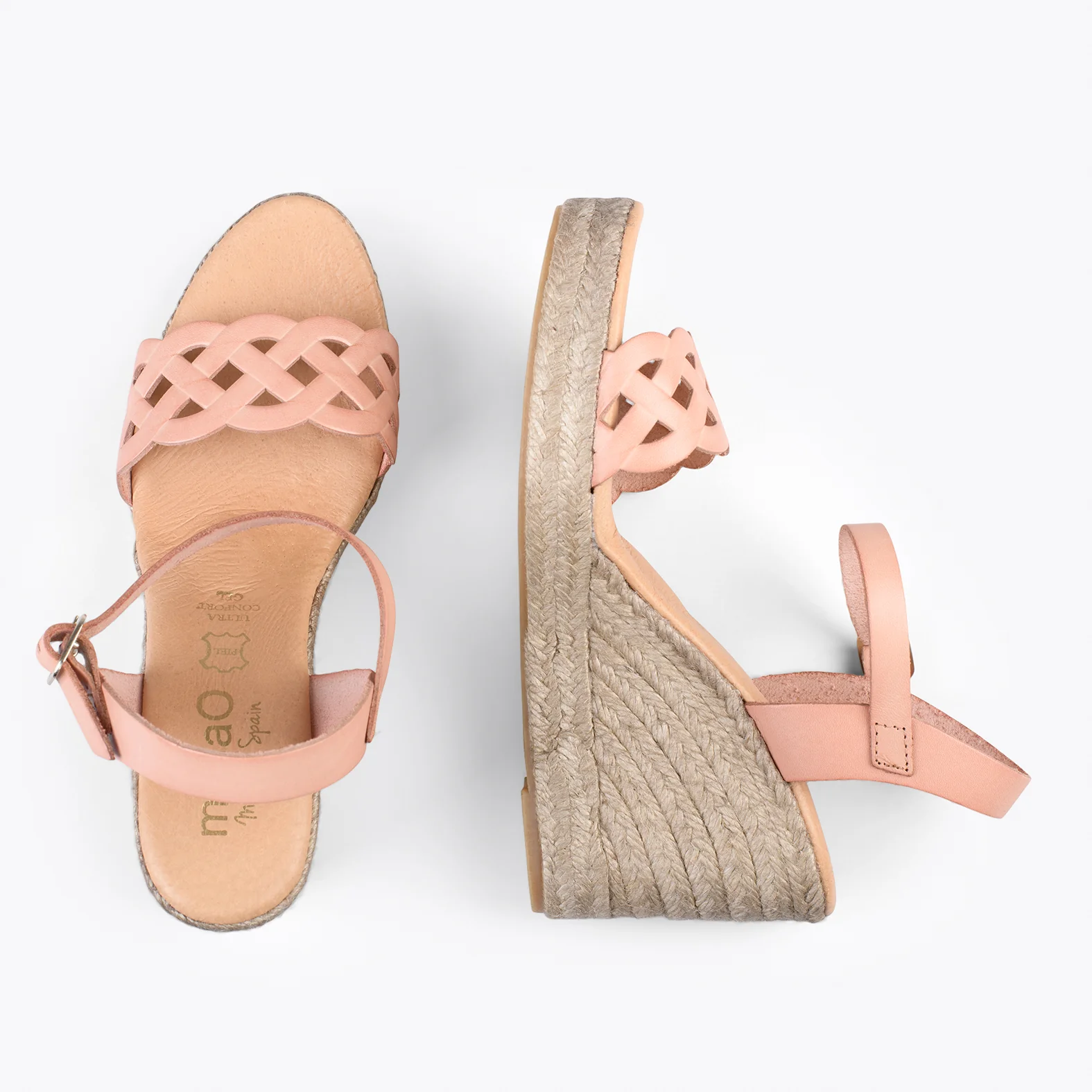 OASIS – Cuñas de esparto tostado con trenza NUDE - Image 3