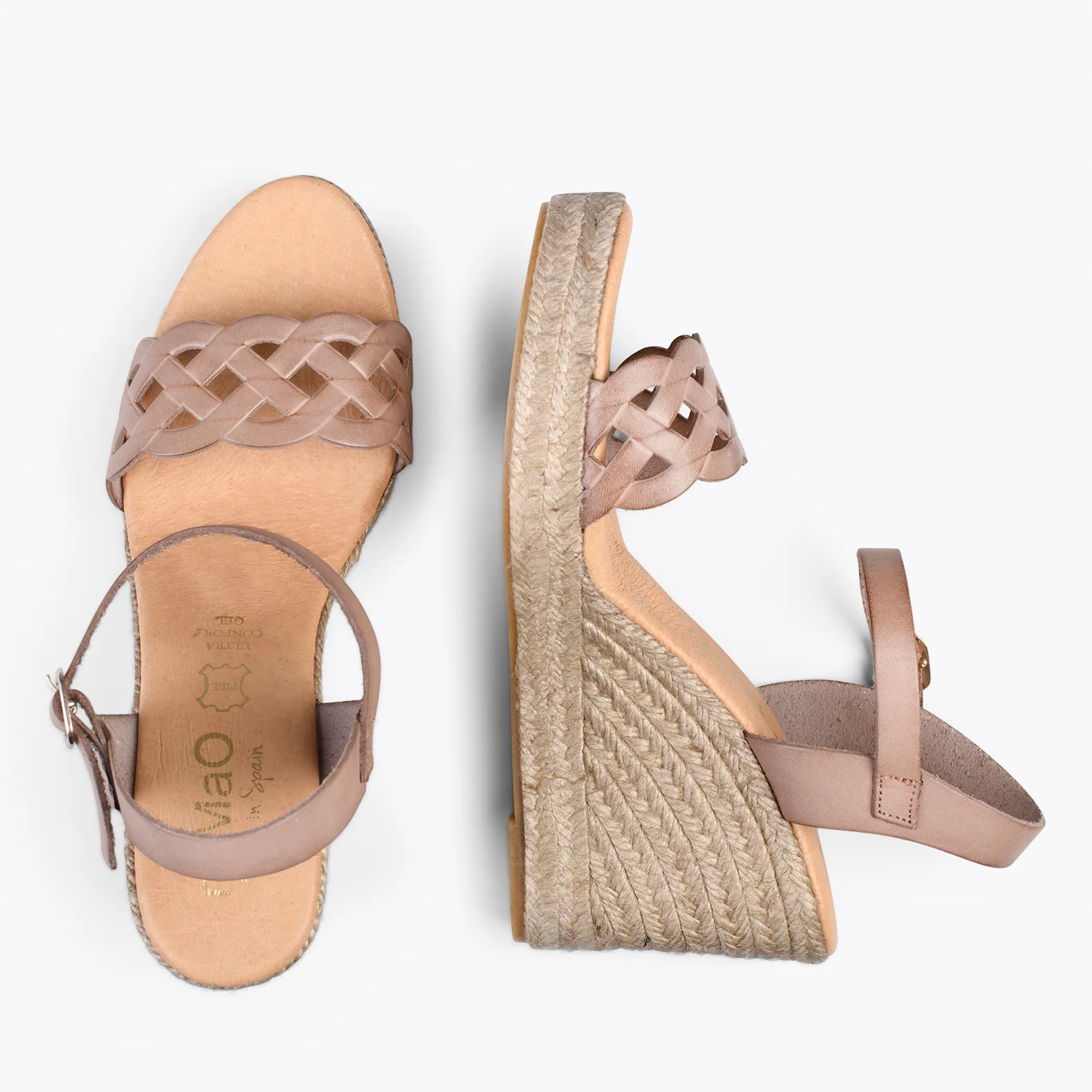 OASIS – Cuñas de esparto tostado con trenza TAUPE - Image 3