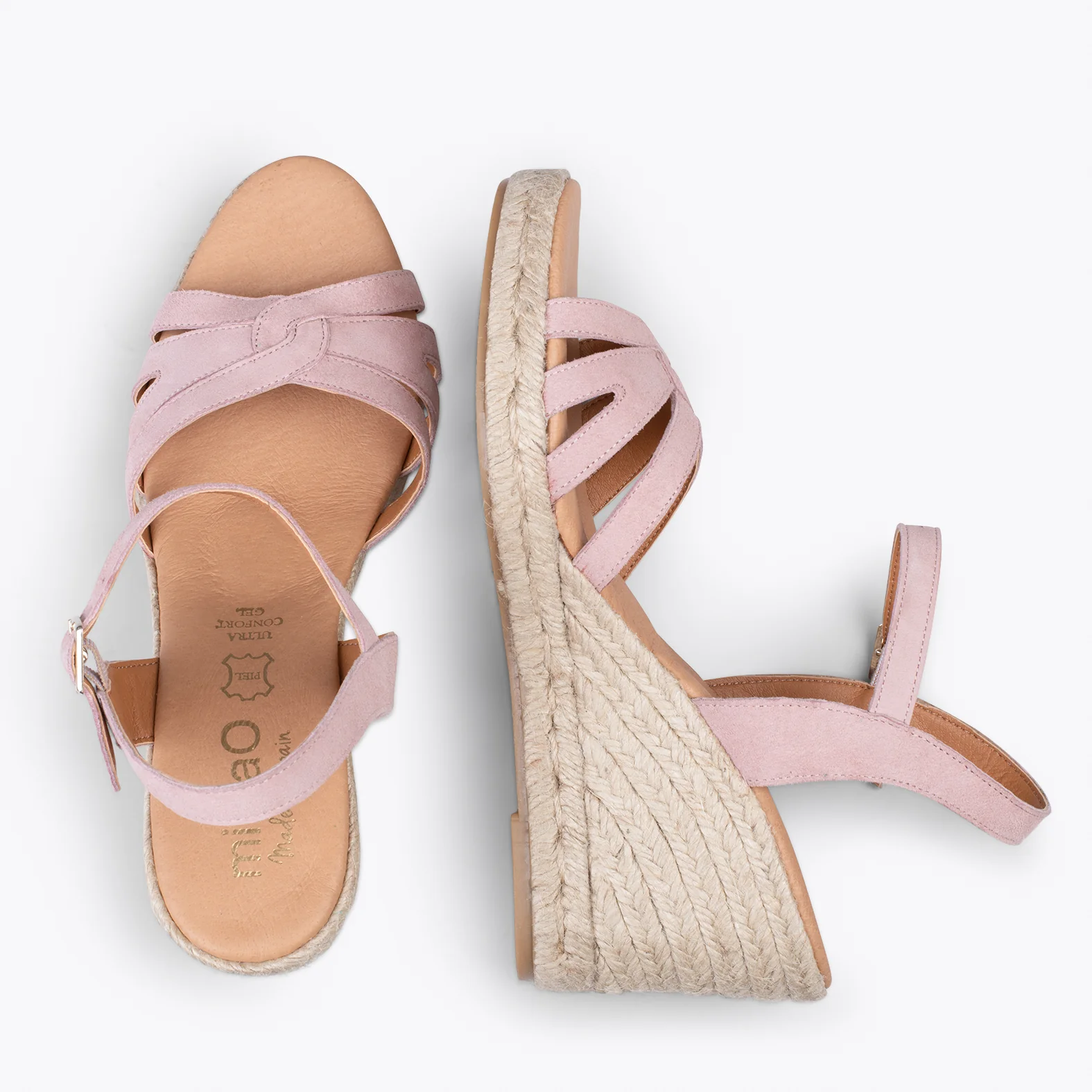 OYAMBRE - Sandalias con cuña de esparto Cangrejera ROSA - Image 3