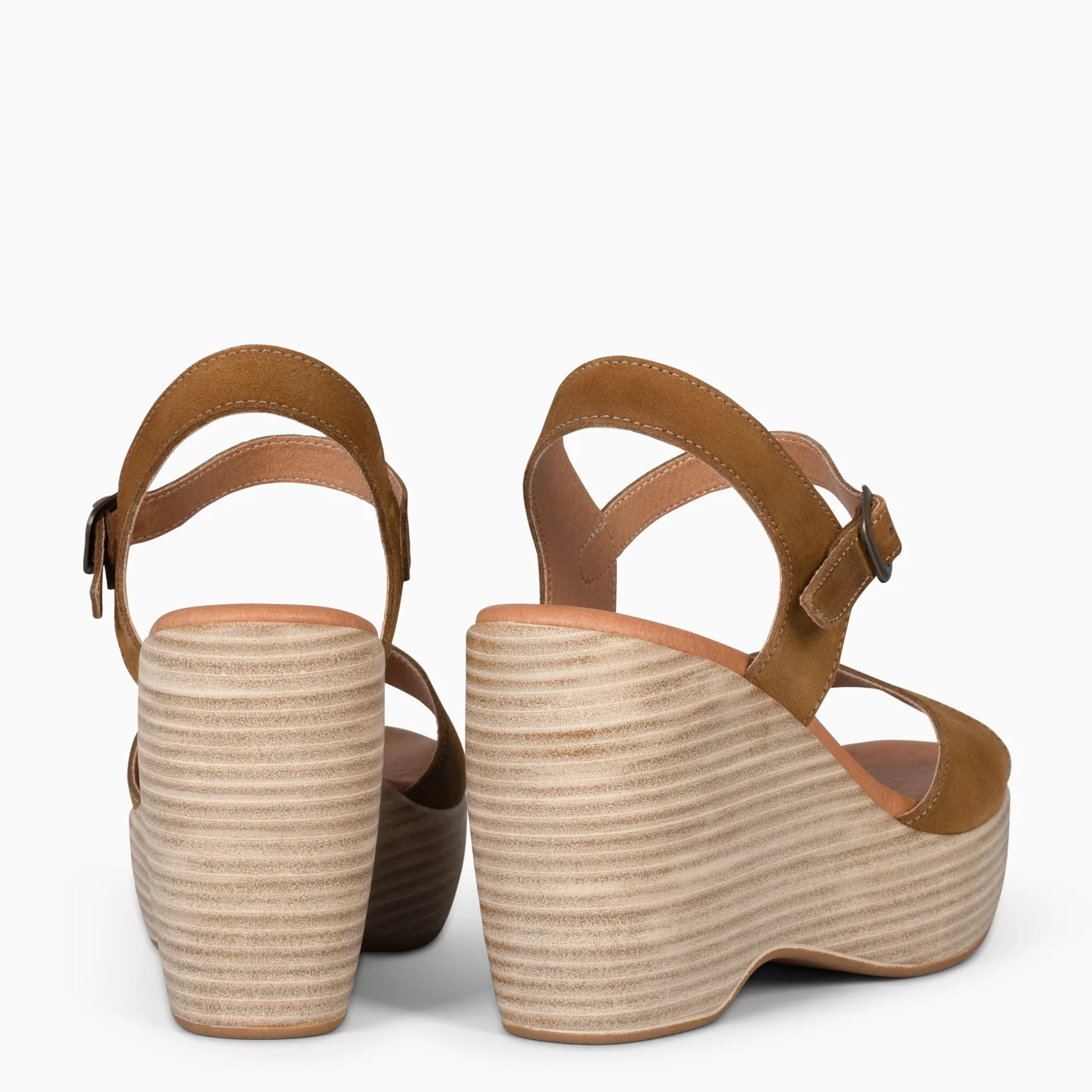 SIDNEY – Sandalias con cuña de madera MARRÓN - Image 3
