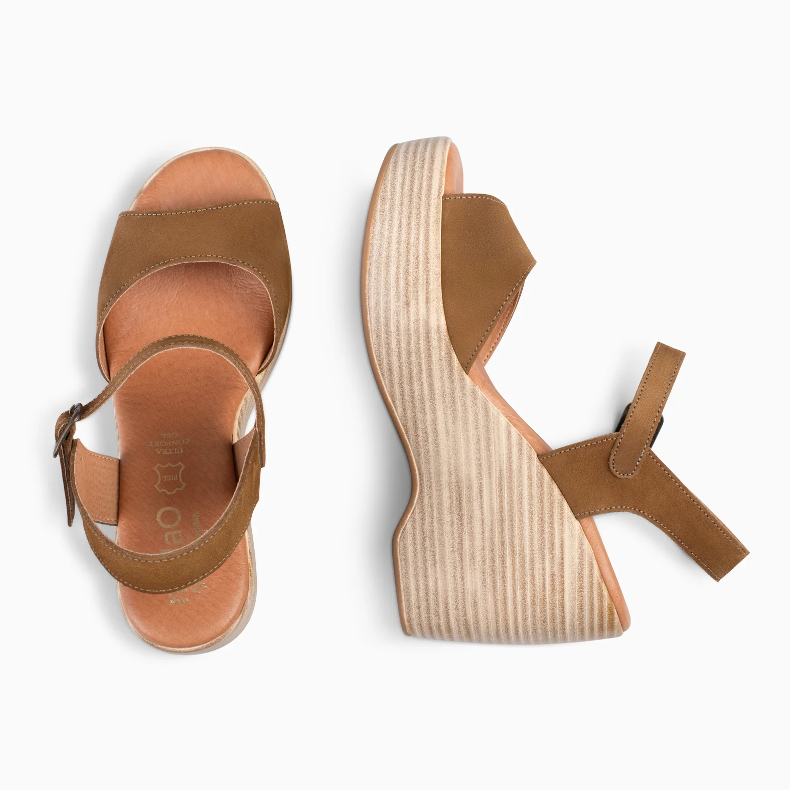 SIDNEY – Sandalias con cuña de madera MARRÓN - Image 5