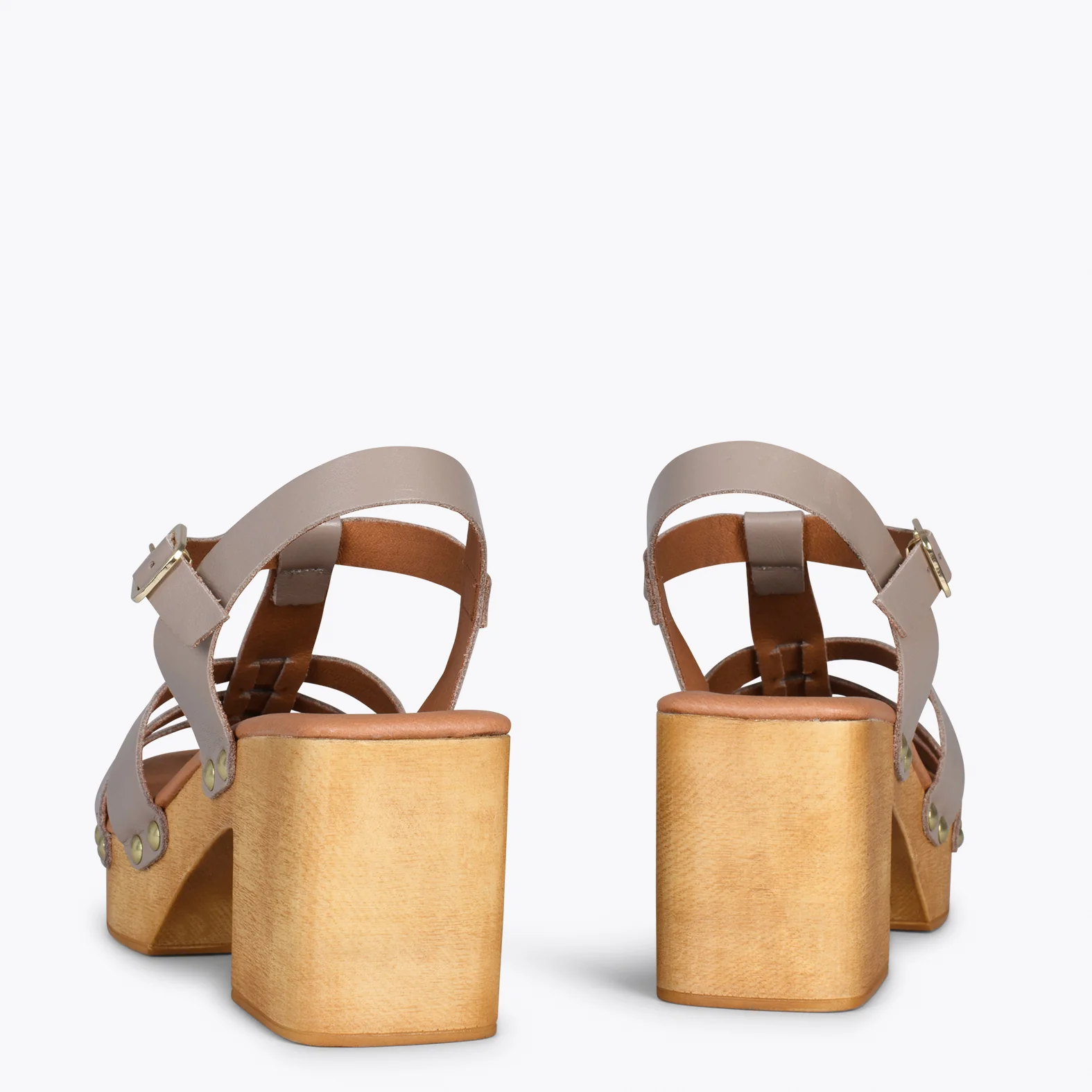PARADISE – Sandalias de madera cangrejeras TAUPE - Image 4