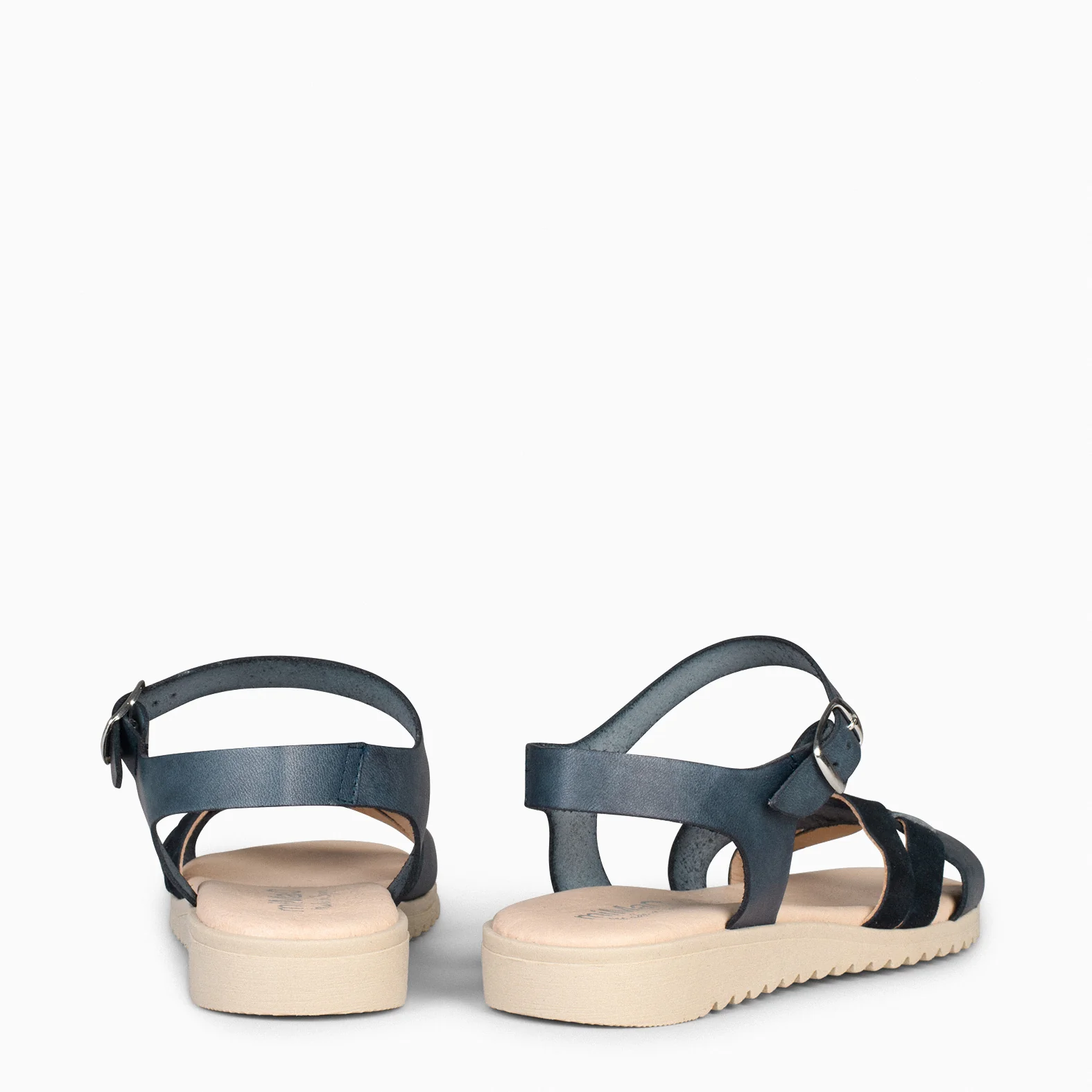 FRESH – Sandalias de piel con cuña baja MARINO - Image 3