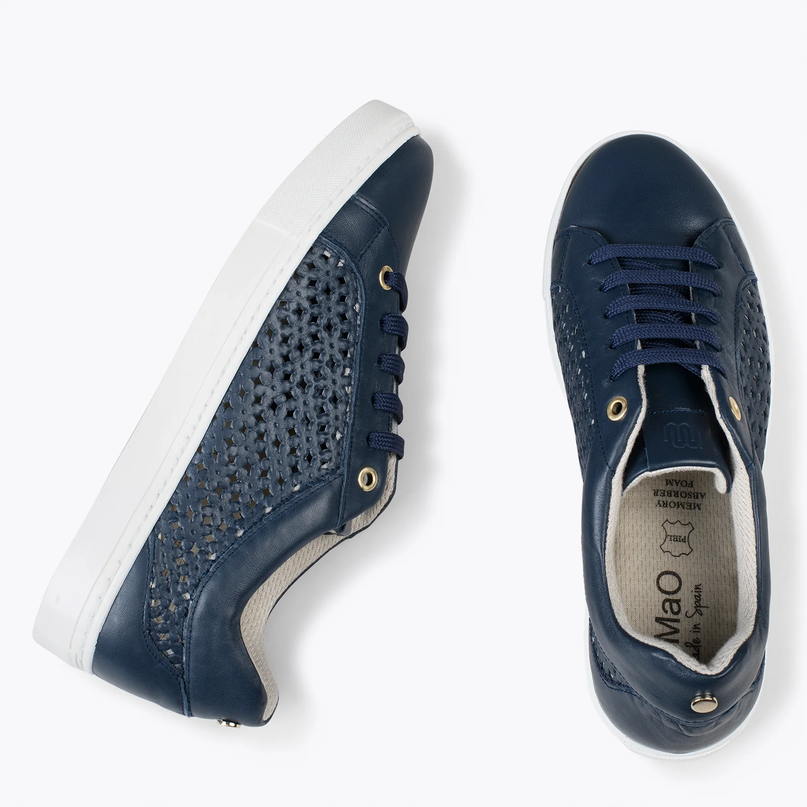 BREATHE – Zapatillas de napa con diseño troquelado MARINO - Image 4