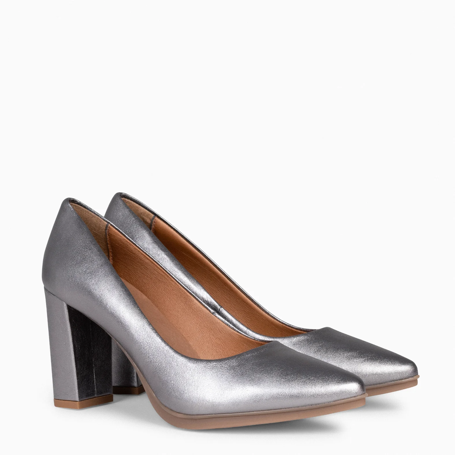 URBAN SPLASH - Zapatos de tacón alto de piel metalizada PLATA - Image 2