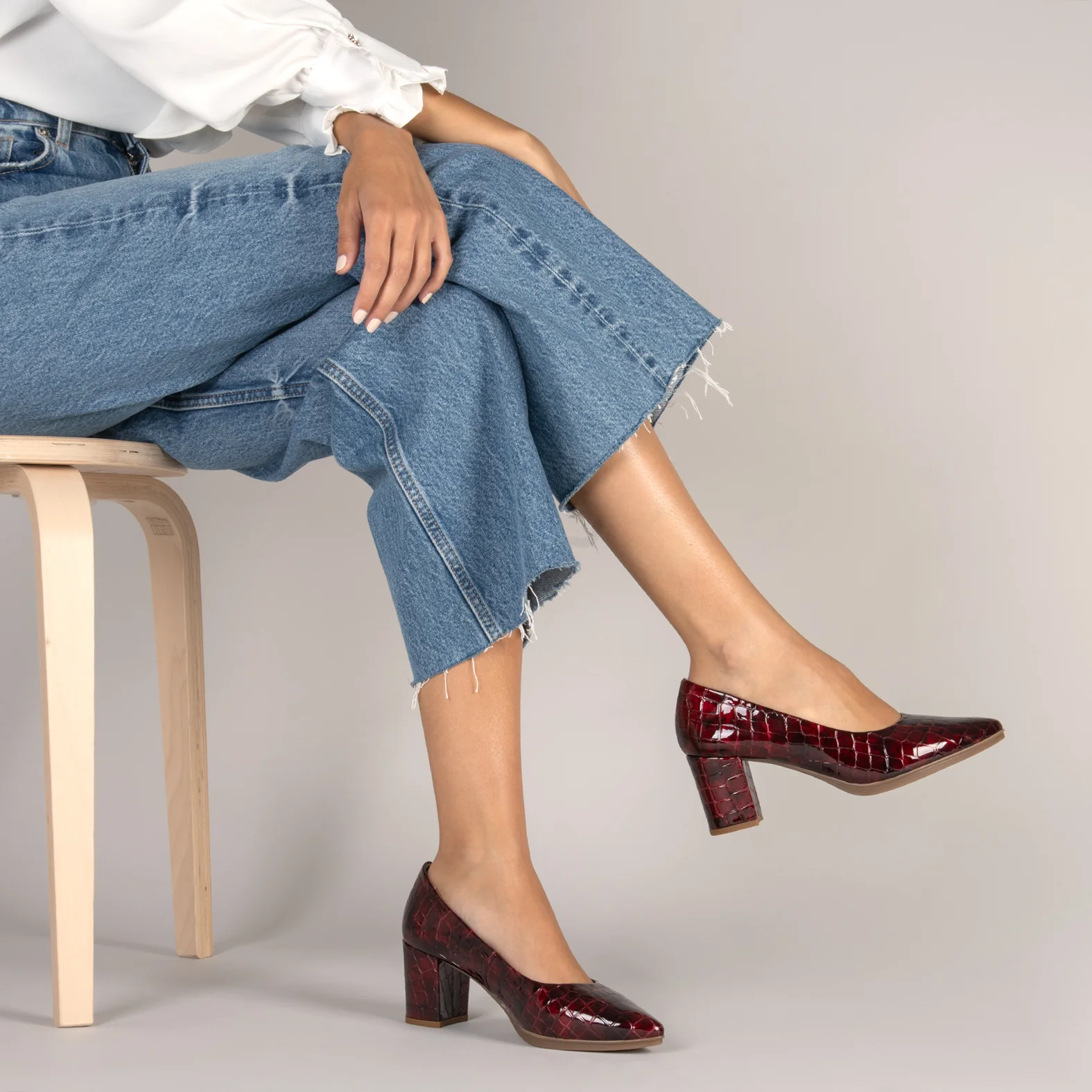 URBAN S COCO – Zapatos de tacón con textura de cocodrilo BURDEOS - Image 6
