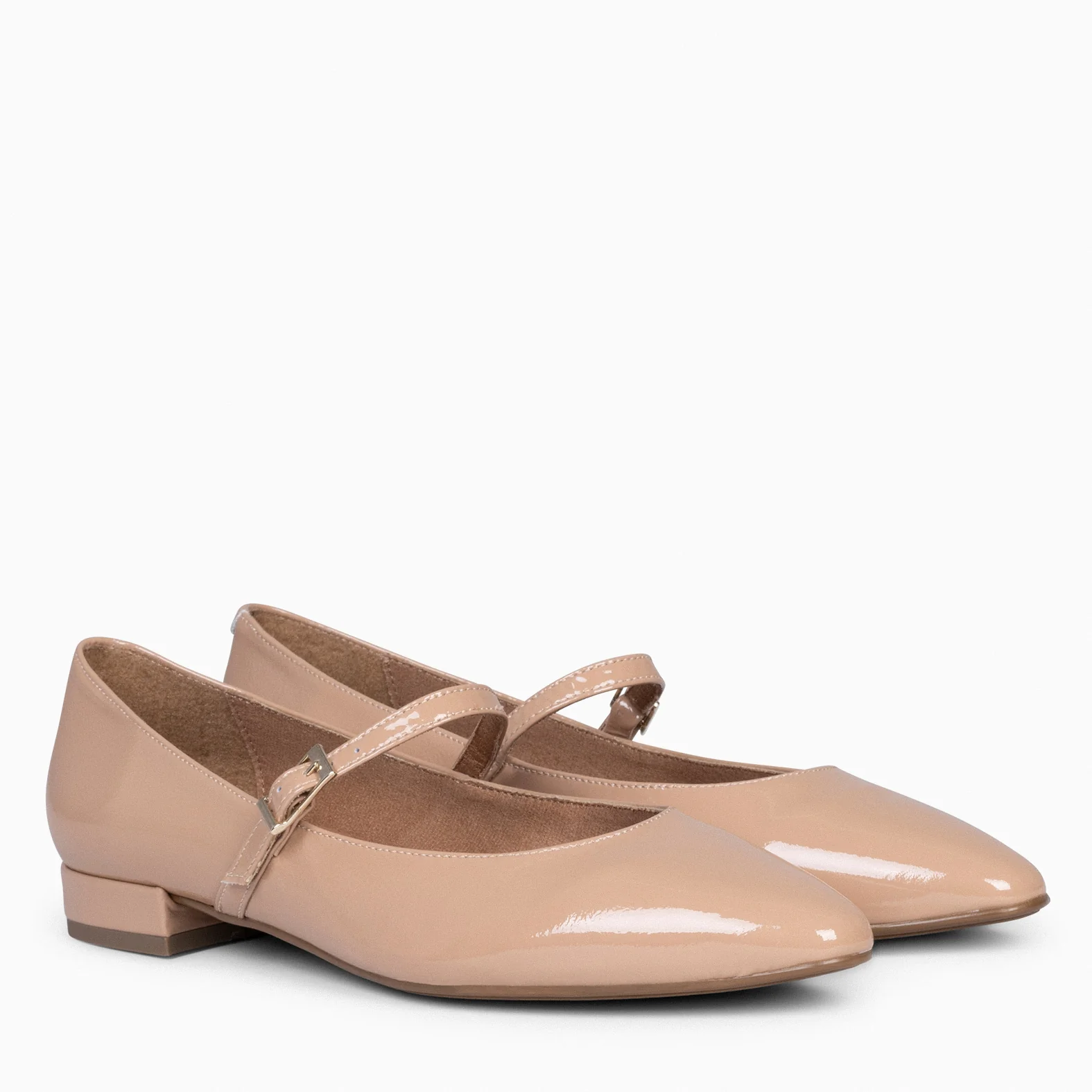 MERCEDITAS - Zapatos planos de charol con hebilla NUDE - Image 2