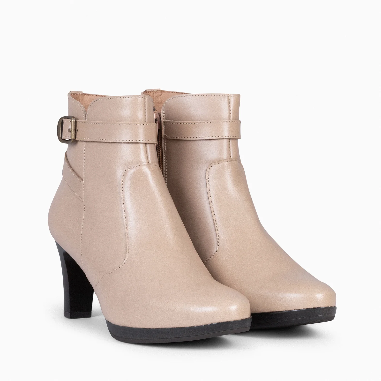 MILÁN – Botines de tacón y pulsera decorativa TAUPE - Image 2