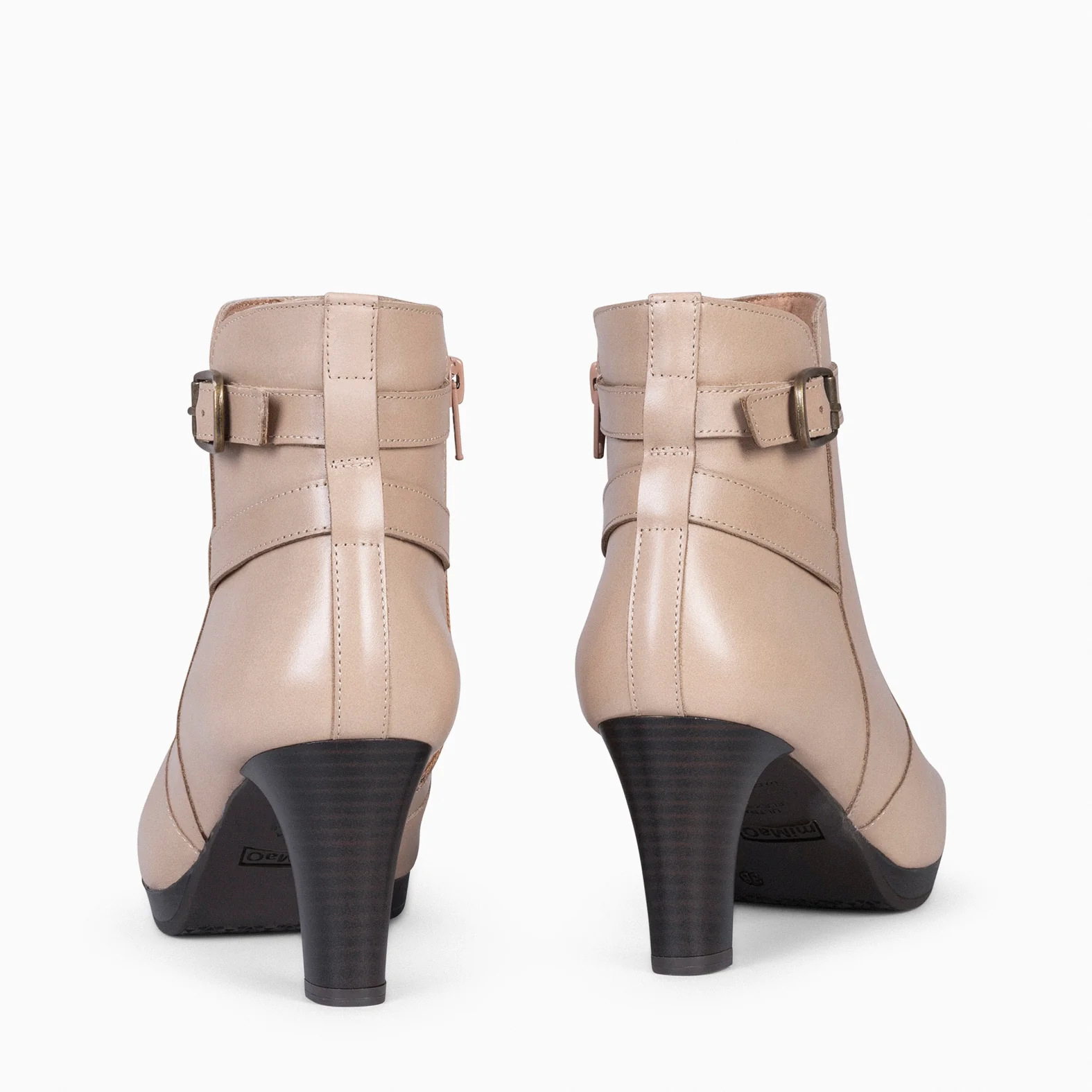 MILÁN – Botines de tacón y pulsera decorativa TAUPE - Image 3