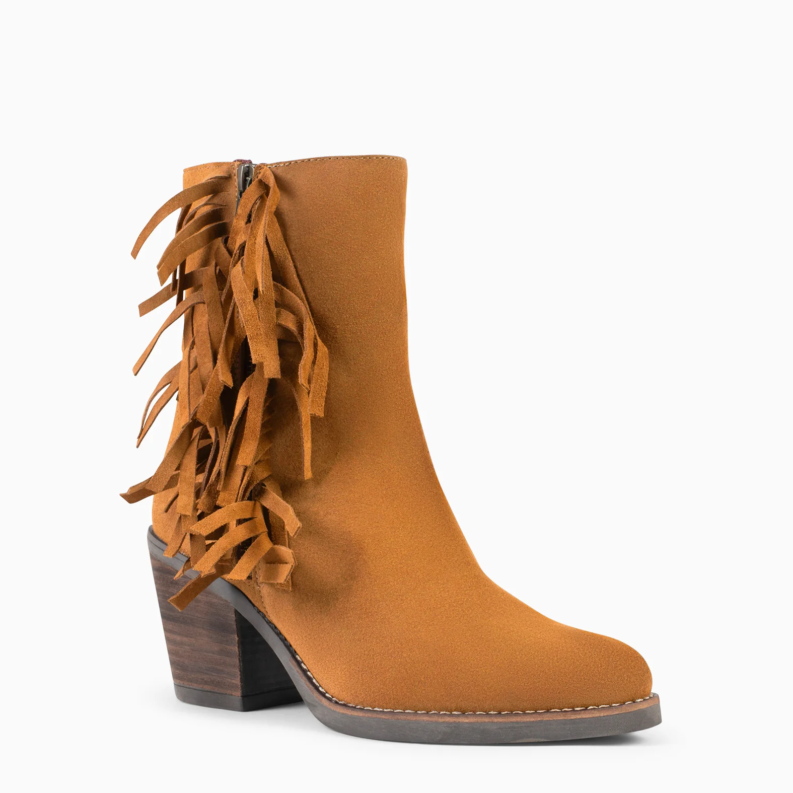 BOHO – Botines Estilo Cowboy con Flecos CAMEL - Image 3