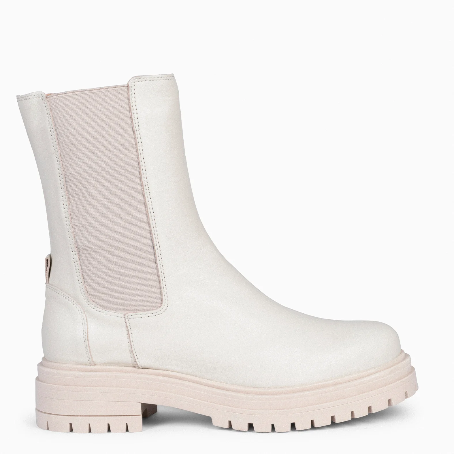 STAMFORD - Botines Chelsea CREMA con Plataforma Track