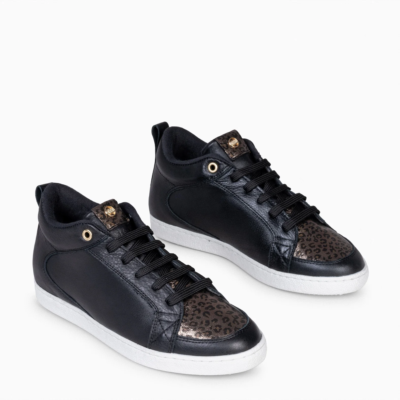 FRENCHY - Sneakers cuña interior mujer NEGRO y LEOPARDO - Image 3