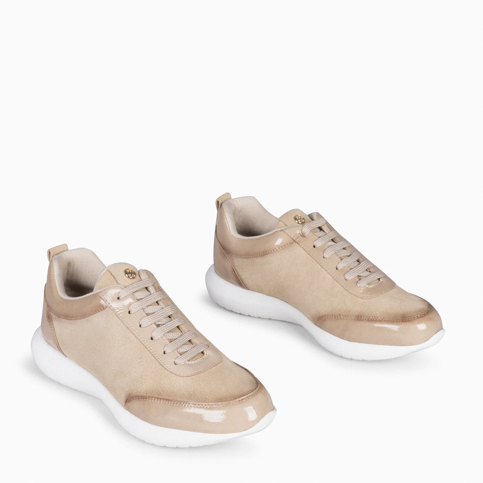 LOIRA - Zapatillas de Serraje BEIGE con Charol difuminado - Image 3