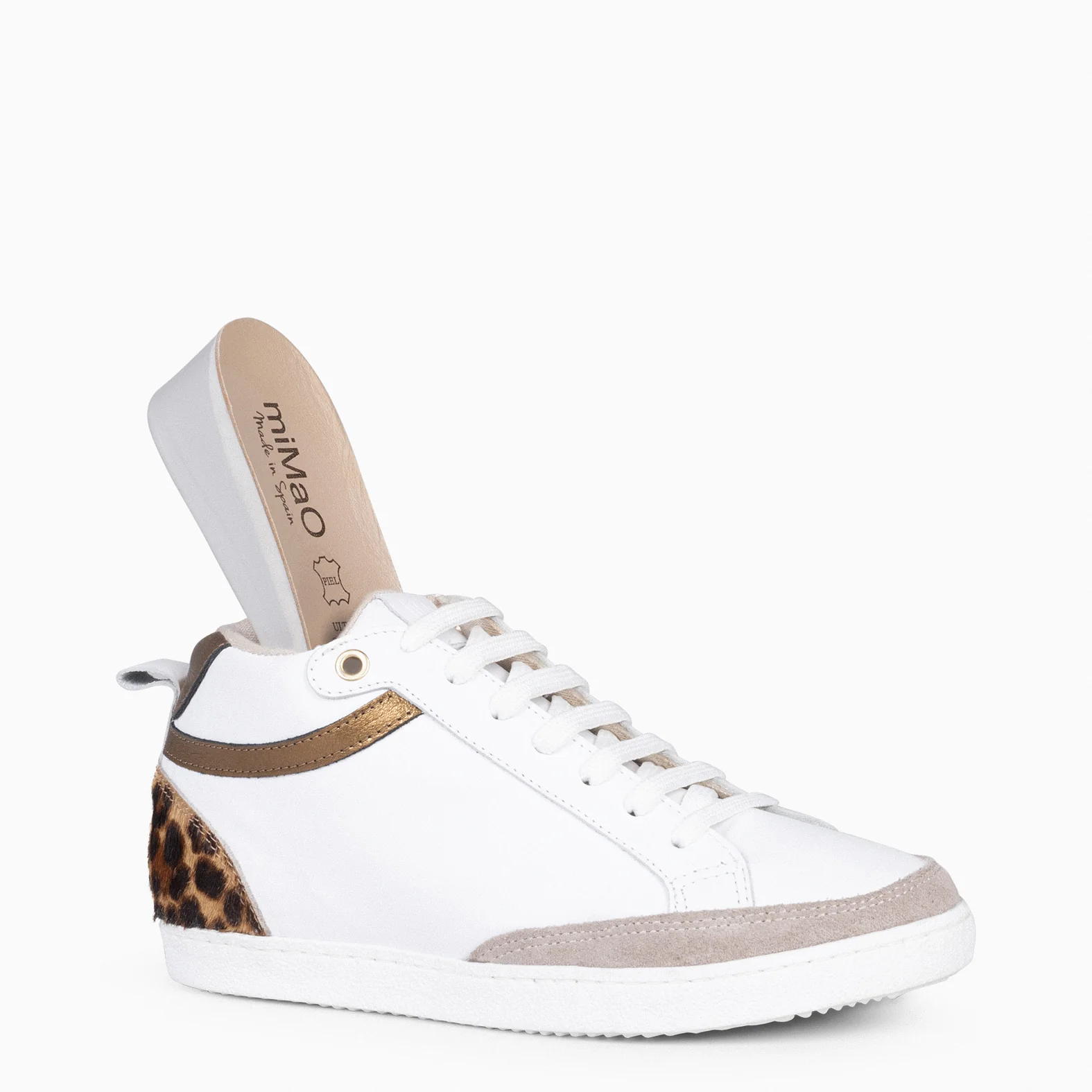 RACHEL - Zapatillas blancas con cuña interior mujer LEOPARDO - Image 3