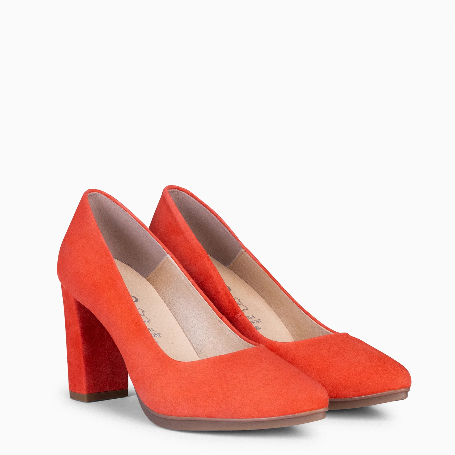 URBAN – Zapatos de tacón alto de ante ROJO ANARANJADO - Image 3