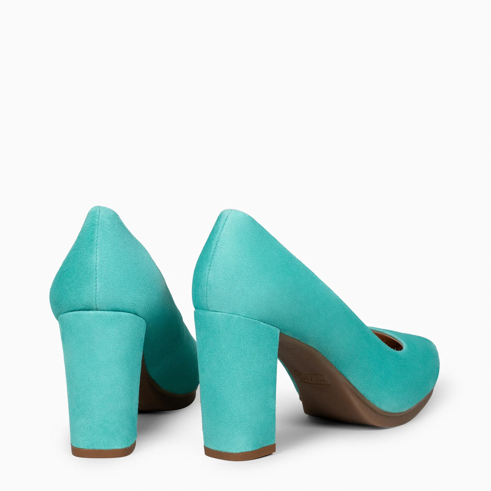 URBAN – Zapatos de tacón alto de ante TURQUESA - Image 3