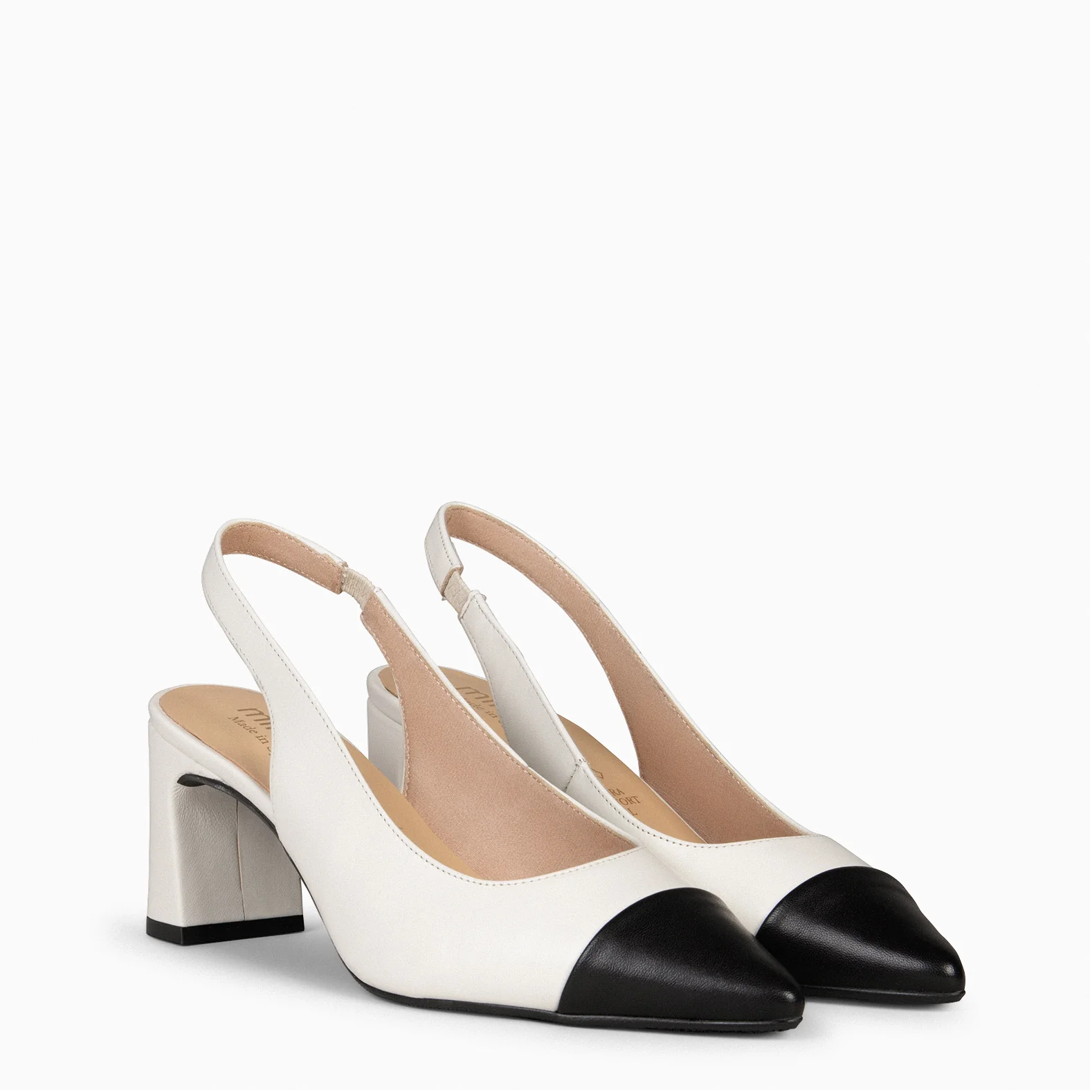 DIANA - Zapato BLANCO ROTO puntera afilada NEGRO - Image 2
