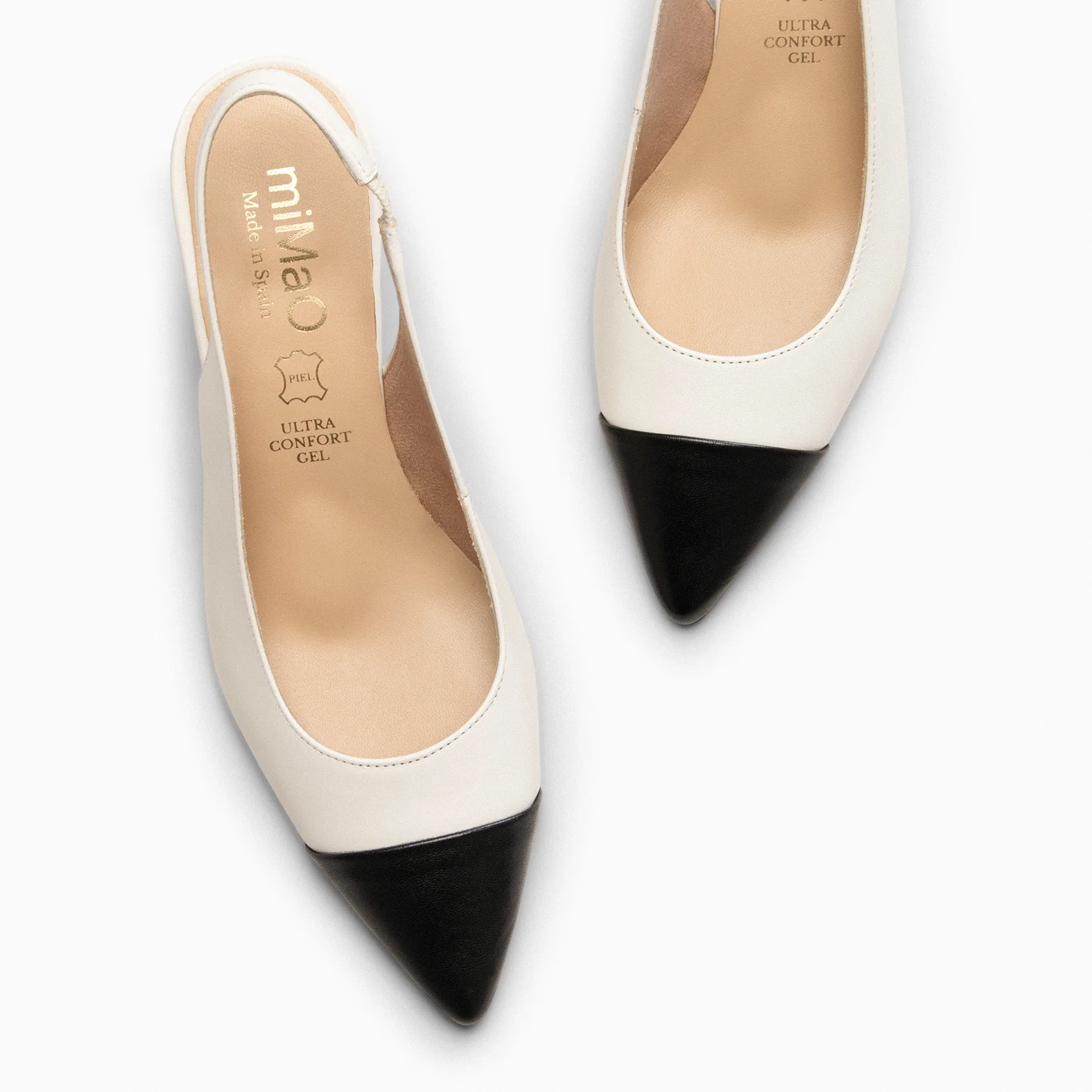 DIANA - Zapato BLANCO ROTO puntera afilada NEGRO - Image 3