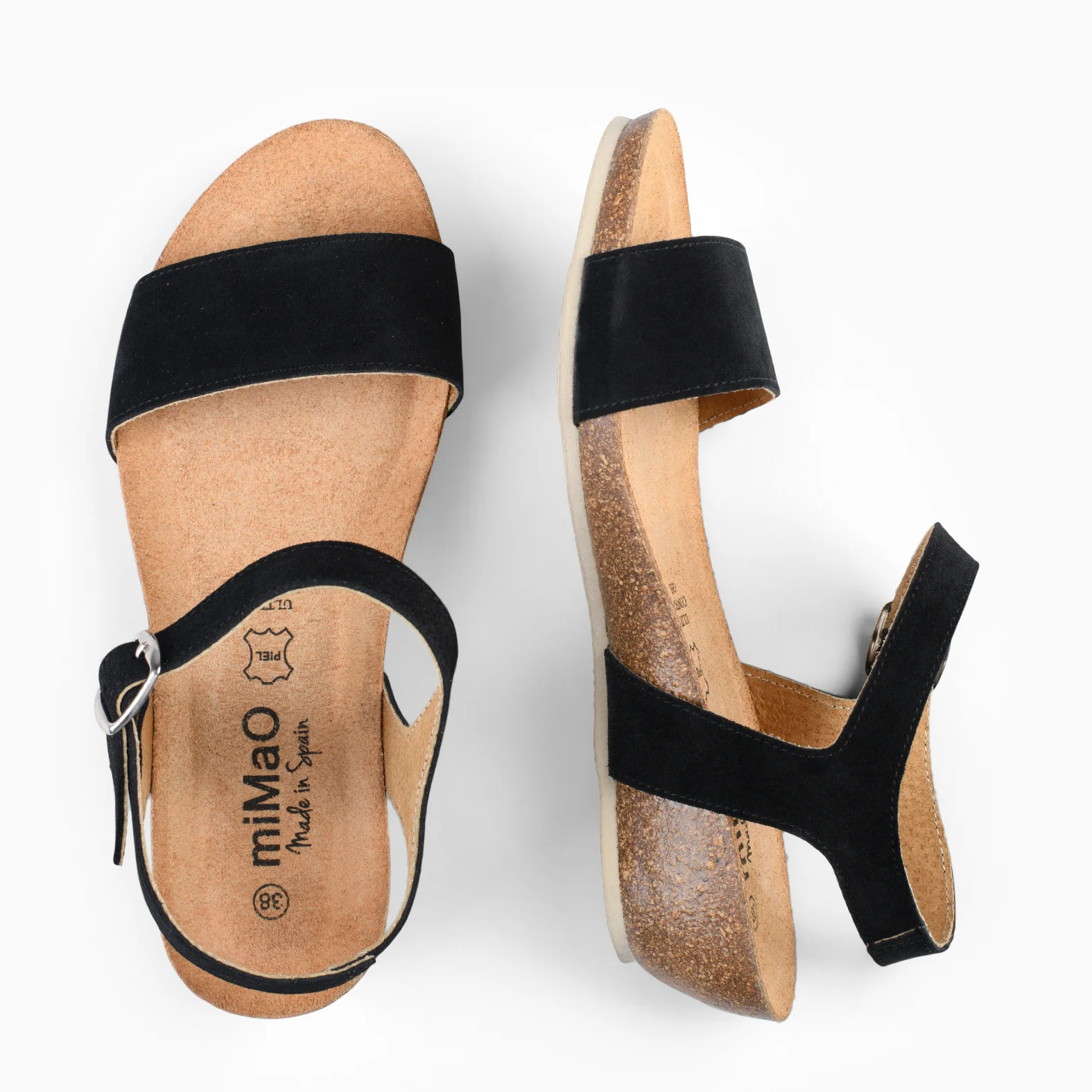 OAK – Sandalias Bio de serraje con cuña NEGRO - Image 3