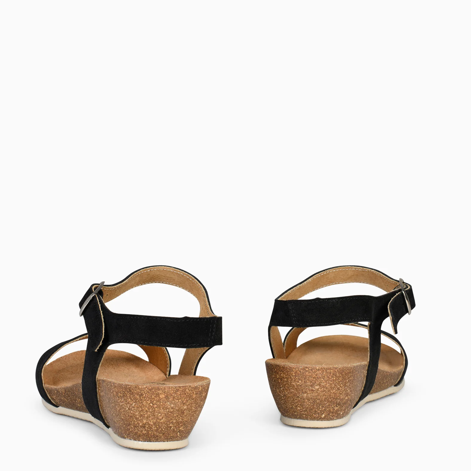 OAK – Sandalias Bio de serraje con cuña NEGRO - Image 4