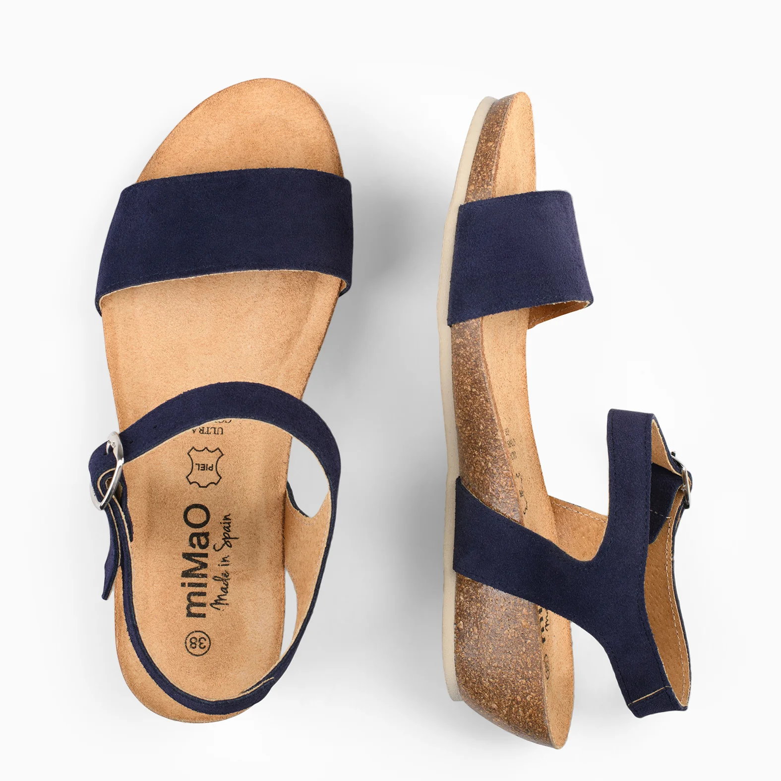 OAK – Sandalias Bio de serraje con cuña AZUL - Image 2