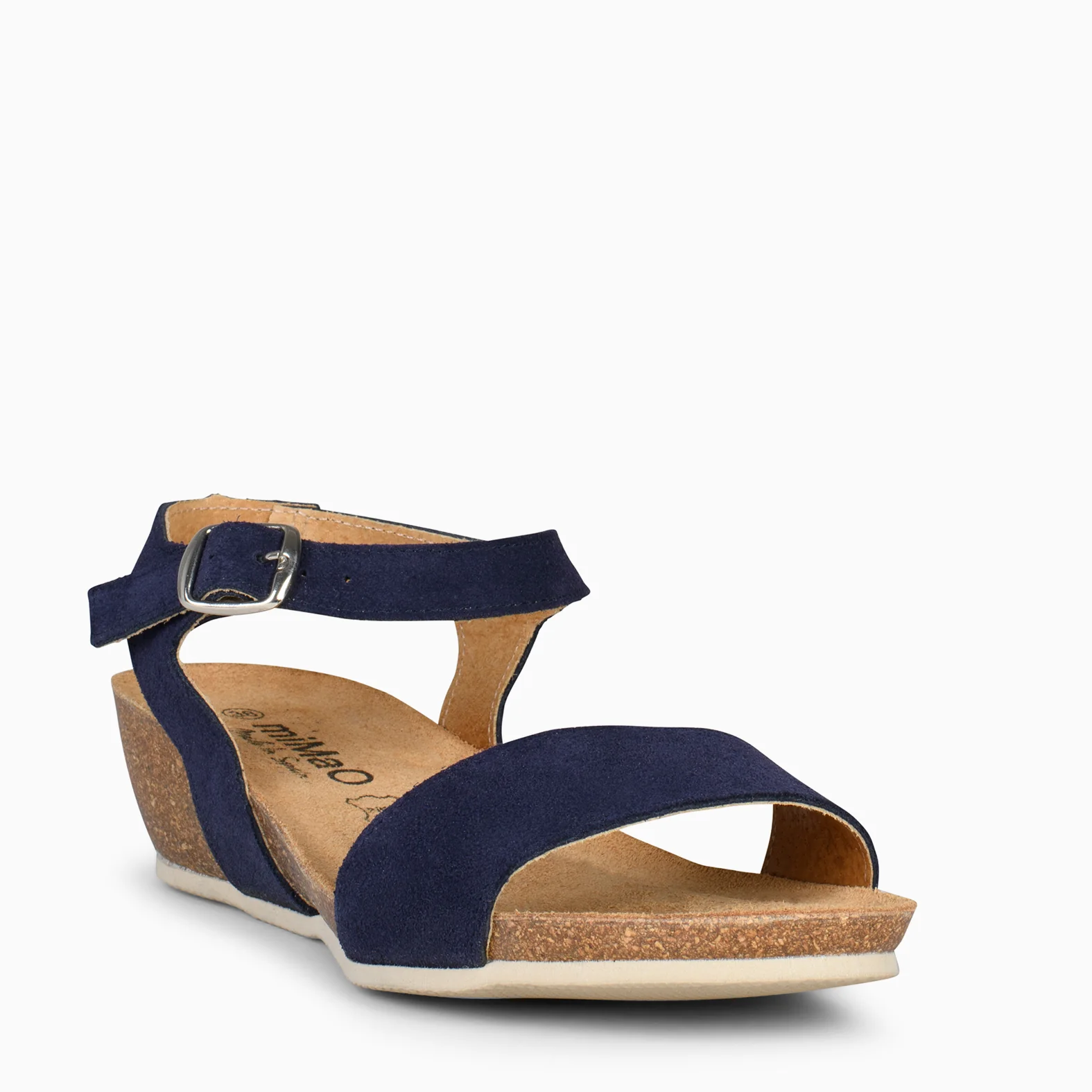 OAK – Sandalias Bio de serraje con cuña AZUL - Image 4